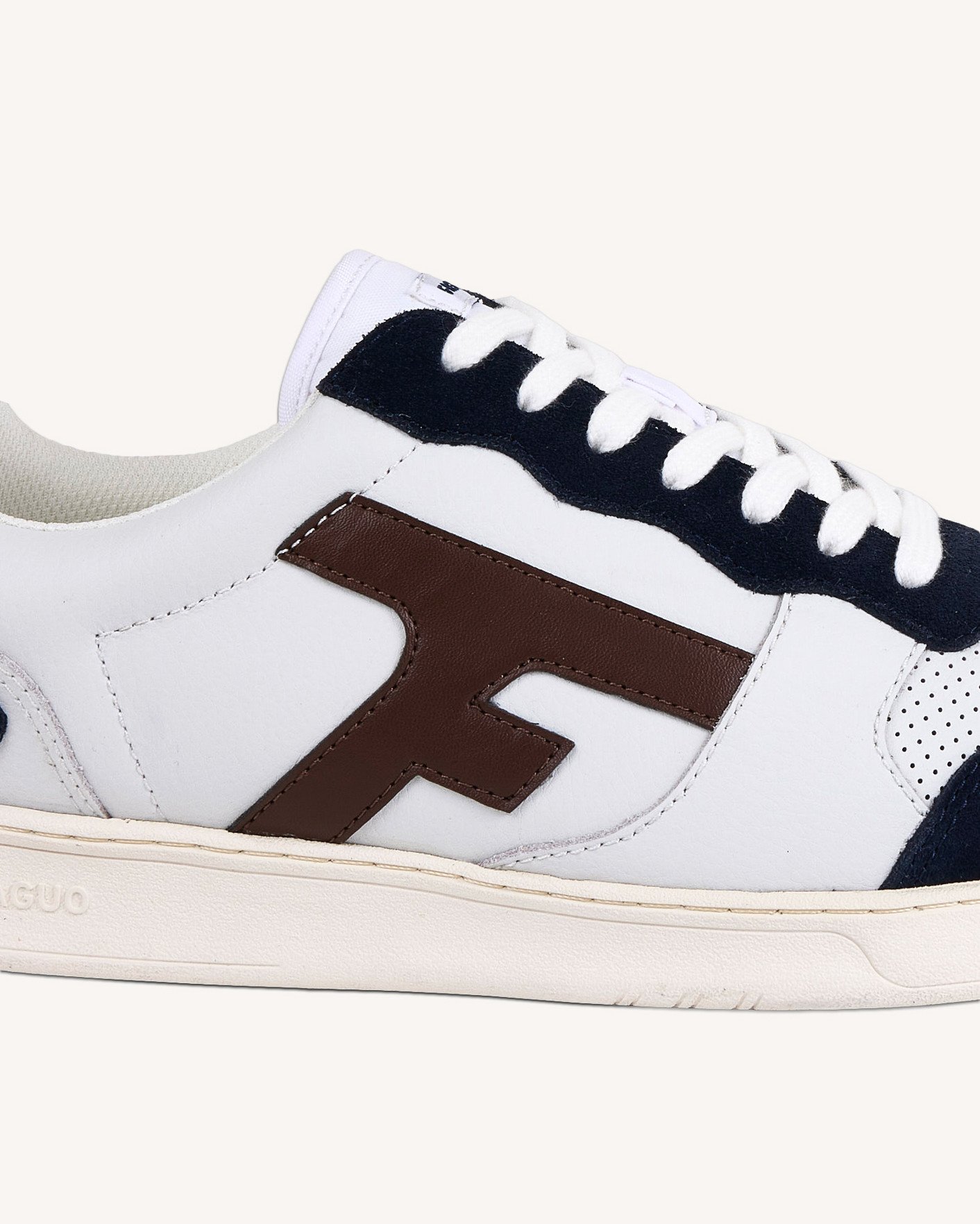 Baskets blanche & bleu marine cuir & suède - HAZEL
