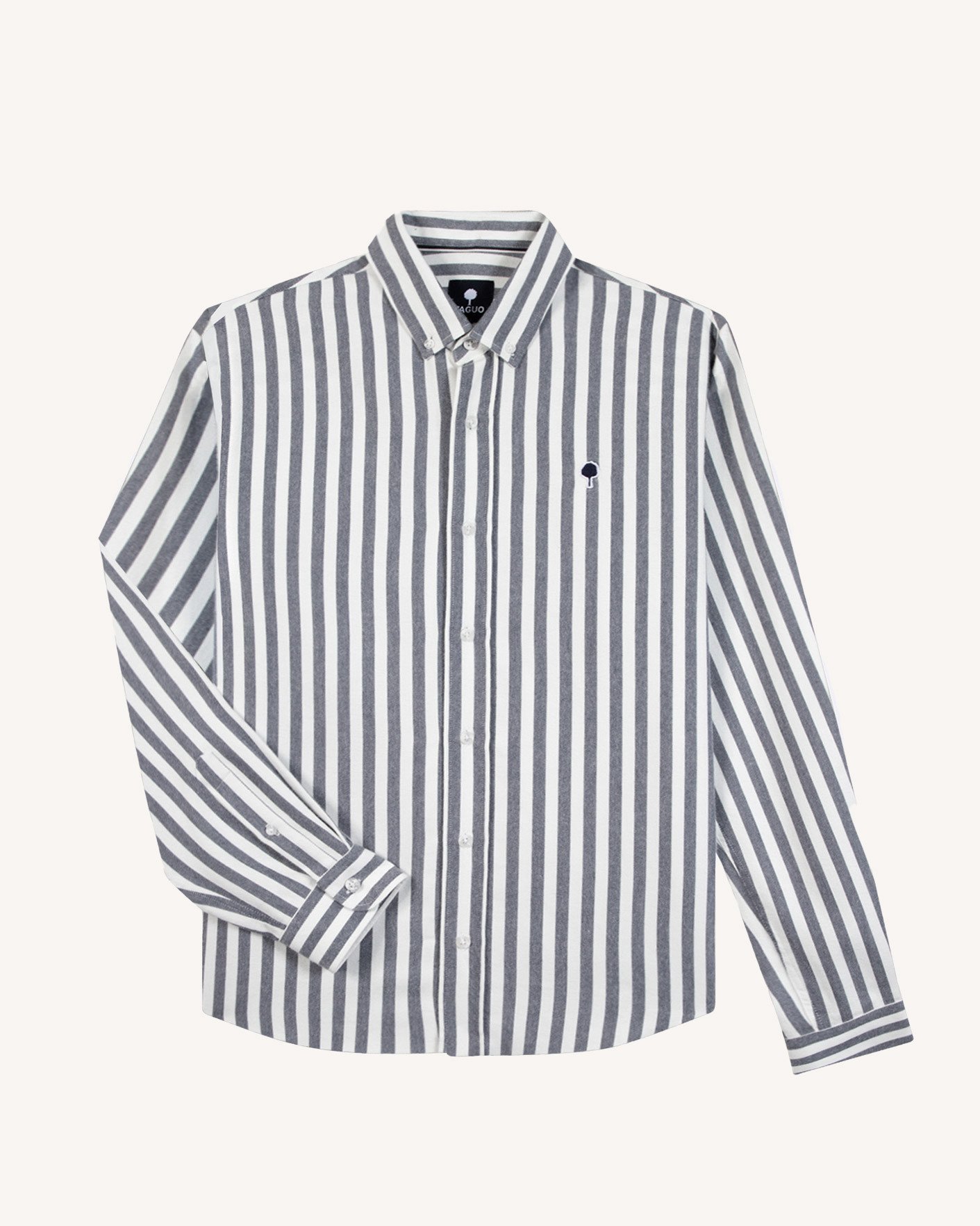 Chemise bleu marine & écru coton - IVOY