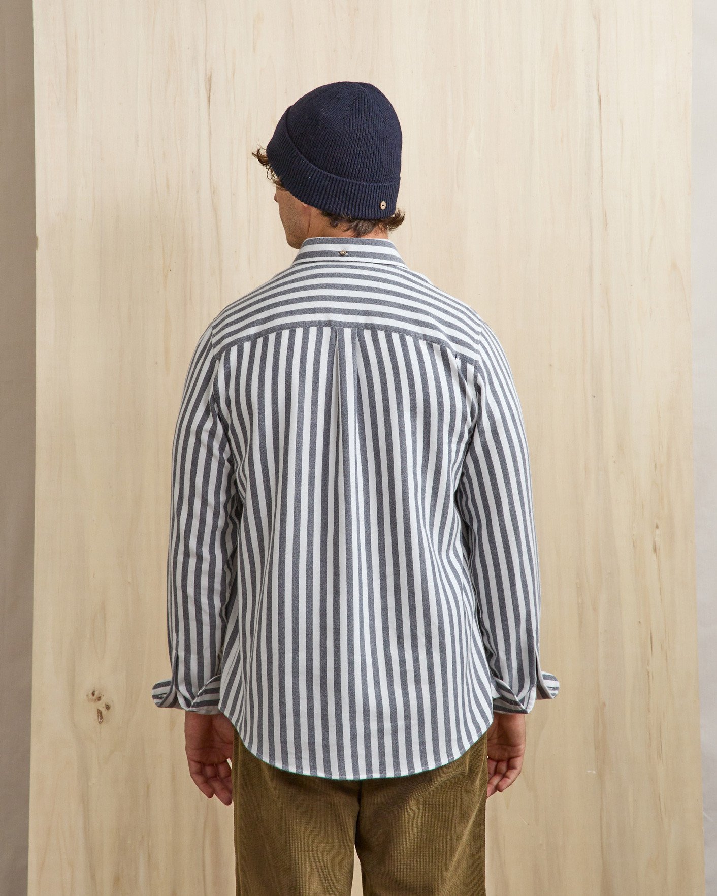 Chemise bleu marine & écru coton - IVOY