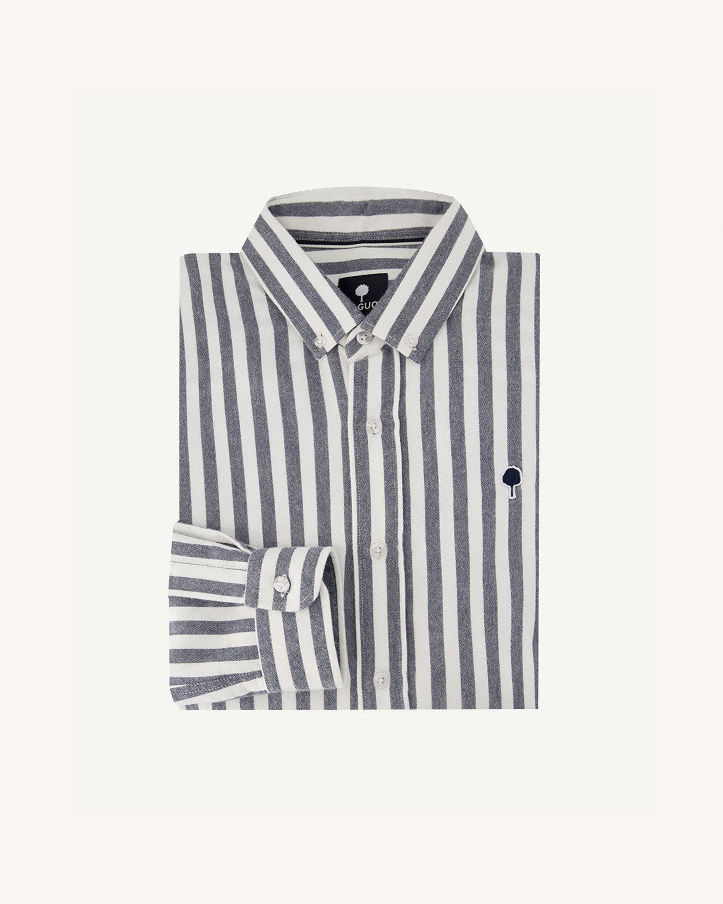 Chemise bleu marine & écru coton - IVOY