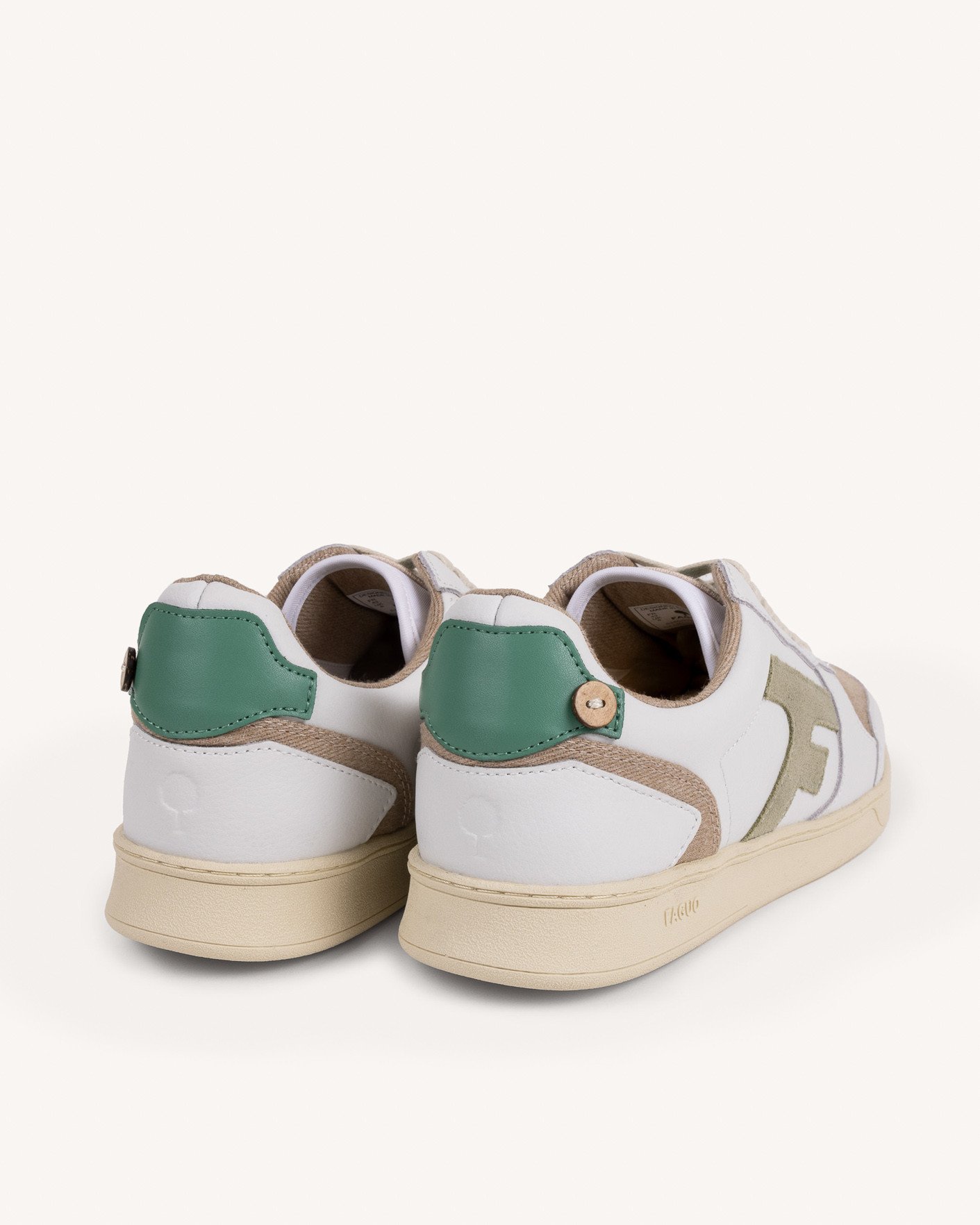 Baskets blanches & kaki clair cuir - HAZEL