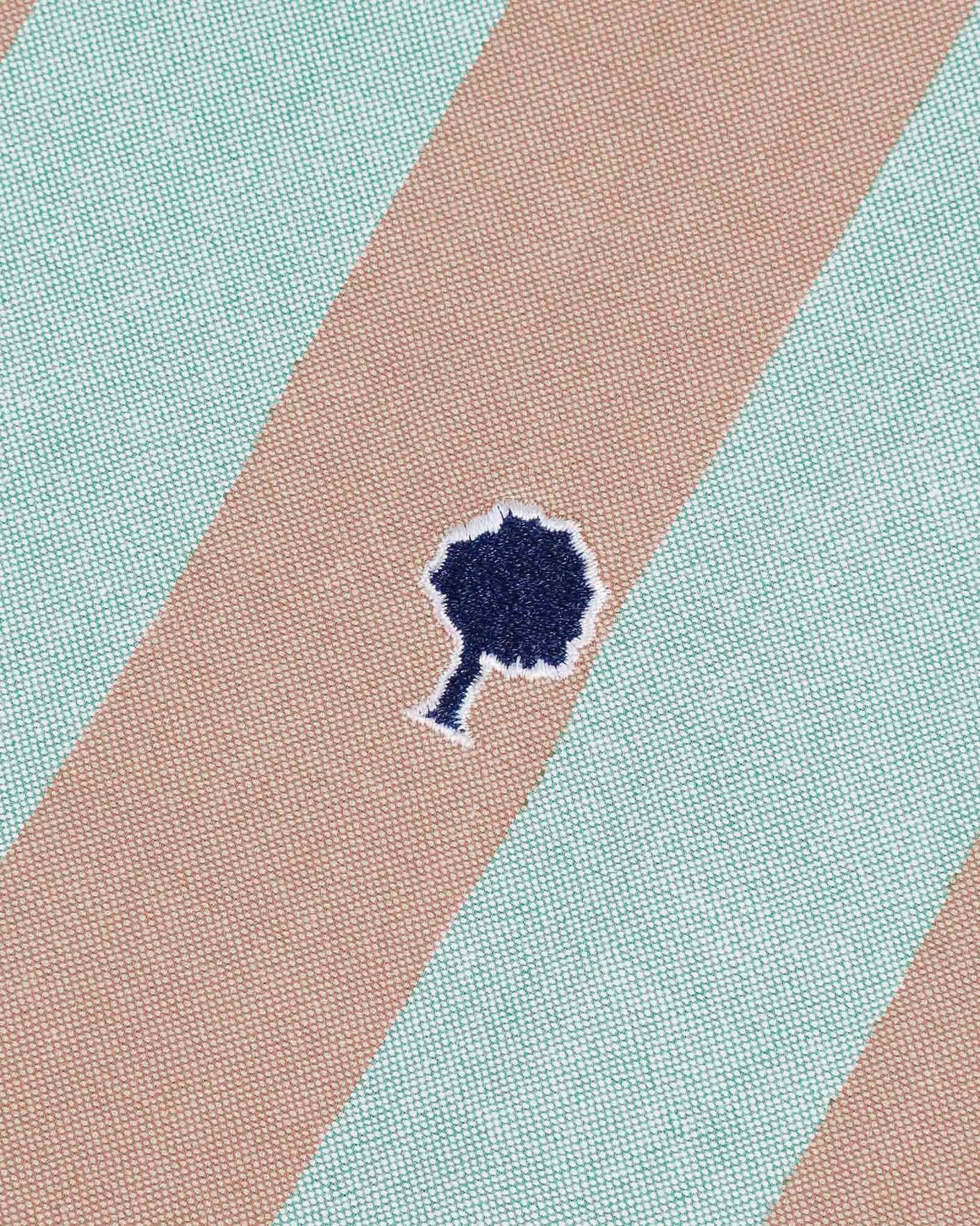 Chemise manches courtes bleu ciel & ocre coton - VIMY