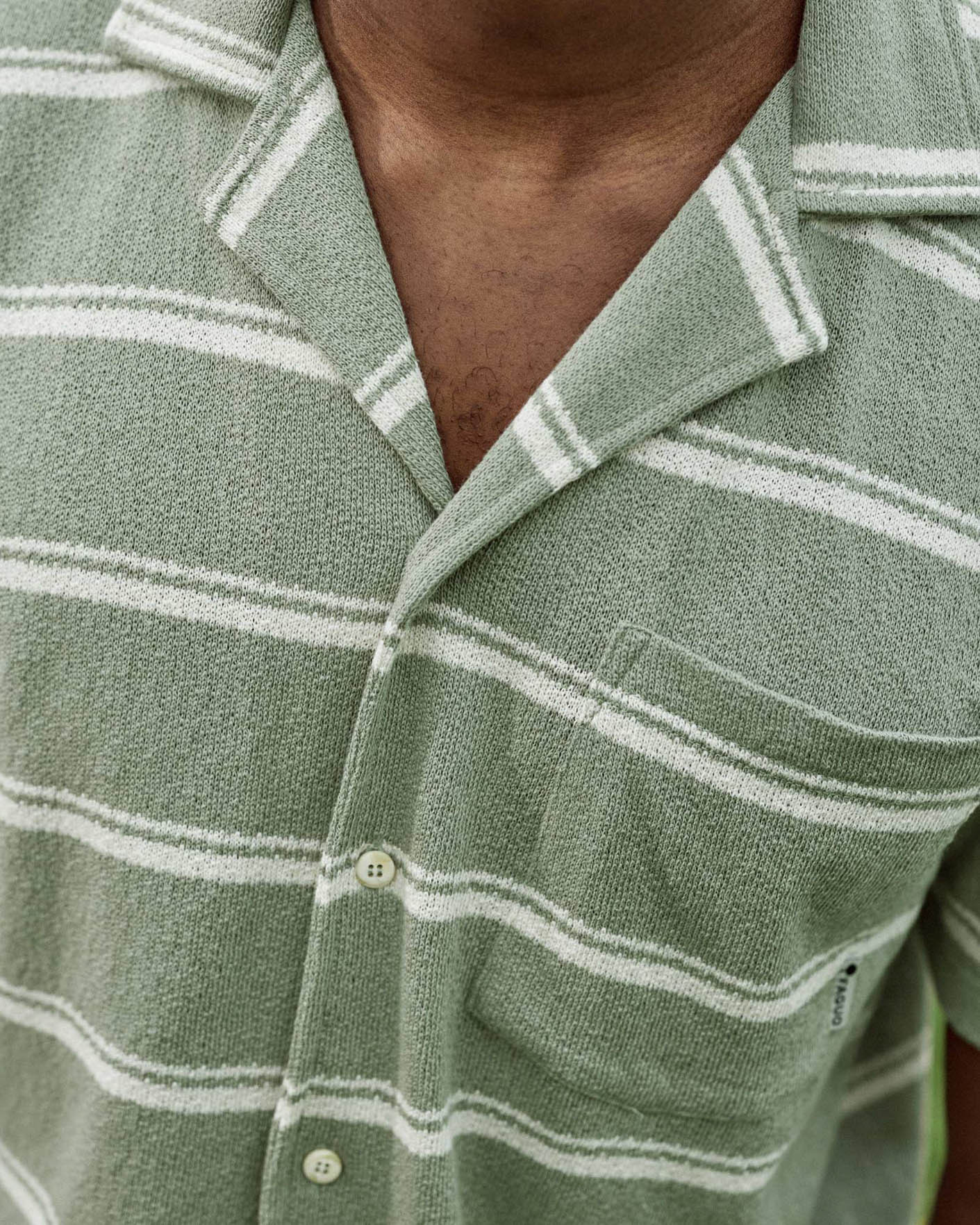 Chemise rayée kaki & écrue coton - PAIOLIVE