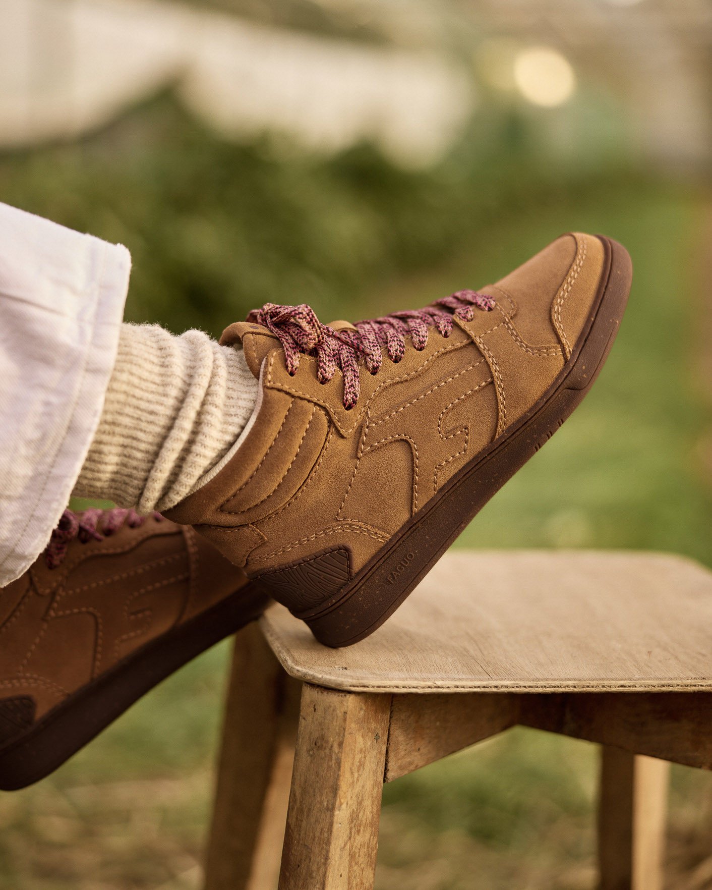 Baskets montantes camels, cuir & suède - HAZEL MID