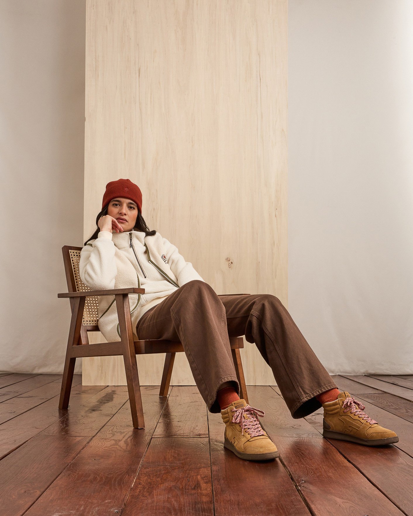 Baskets montantes camels, cuir & suède - HAZEL MID