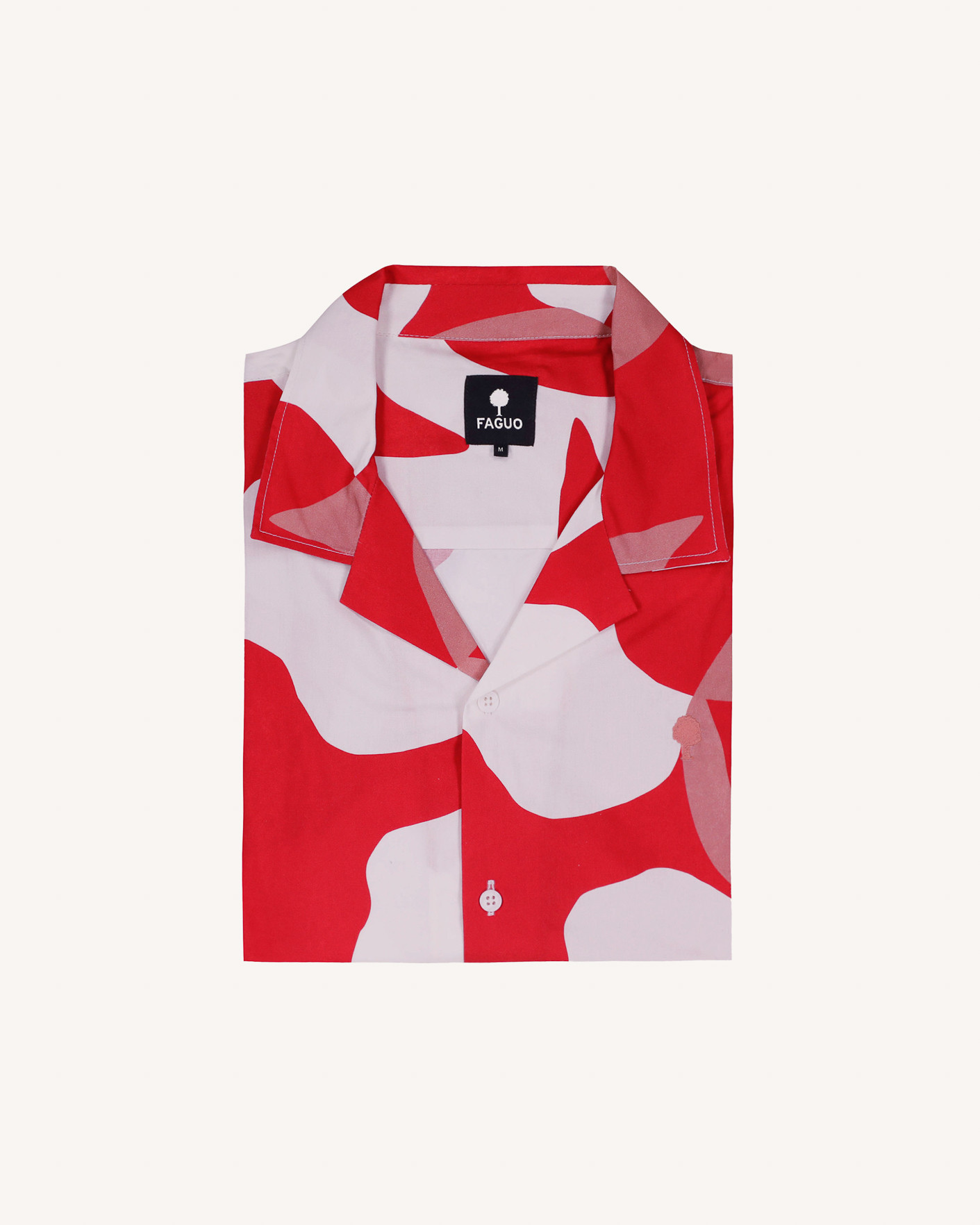 Chemise manches courtes rouge & crème coton - VIMY