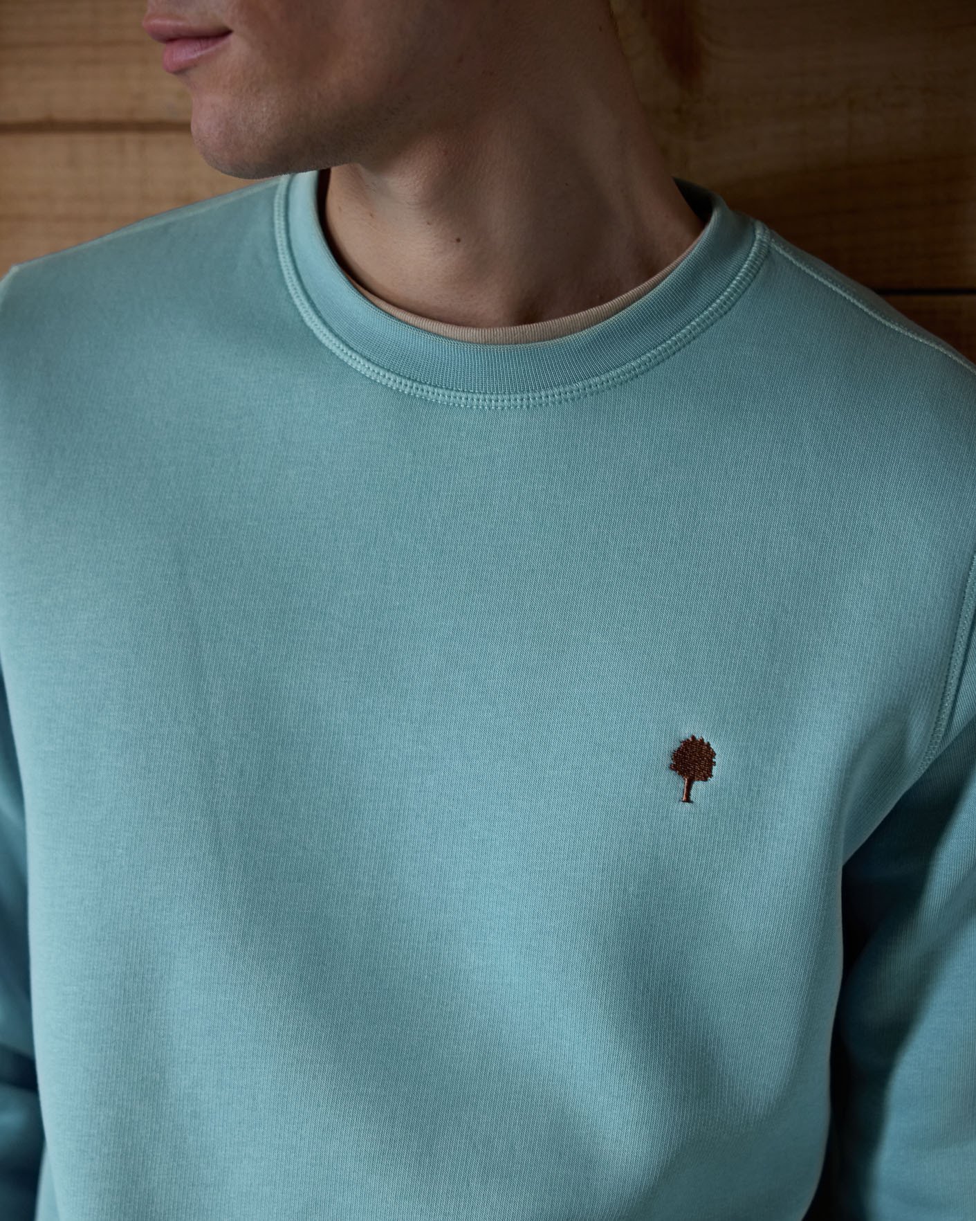 Sweat col rond bleu clair coton - DONZY