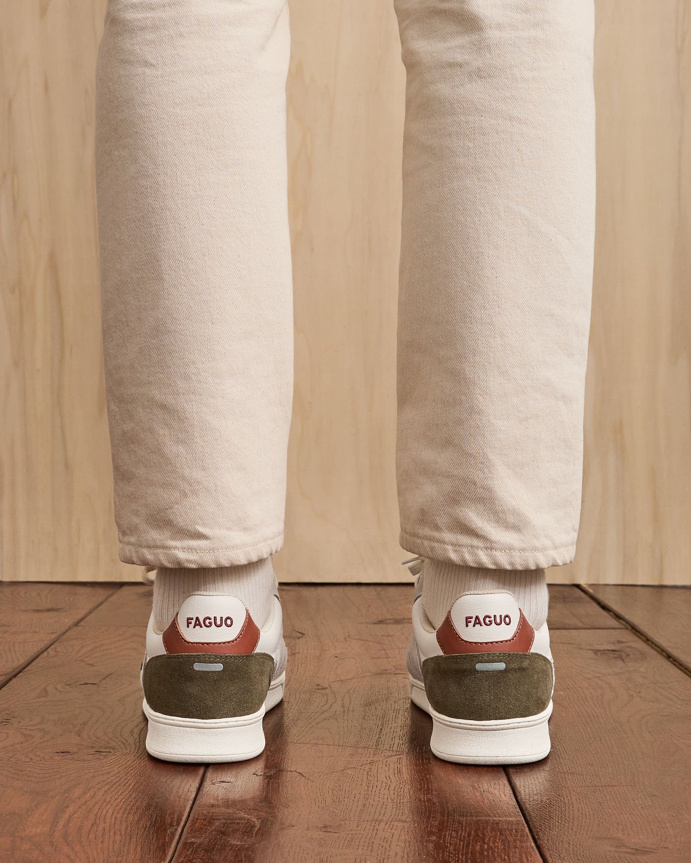 Baskets crème & rouille cuir - PALMER