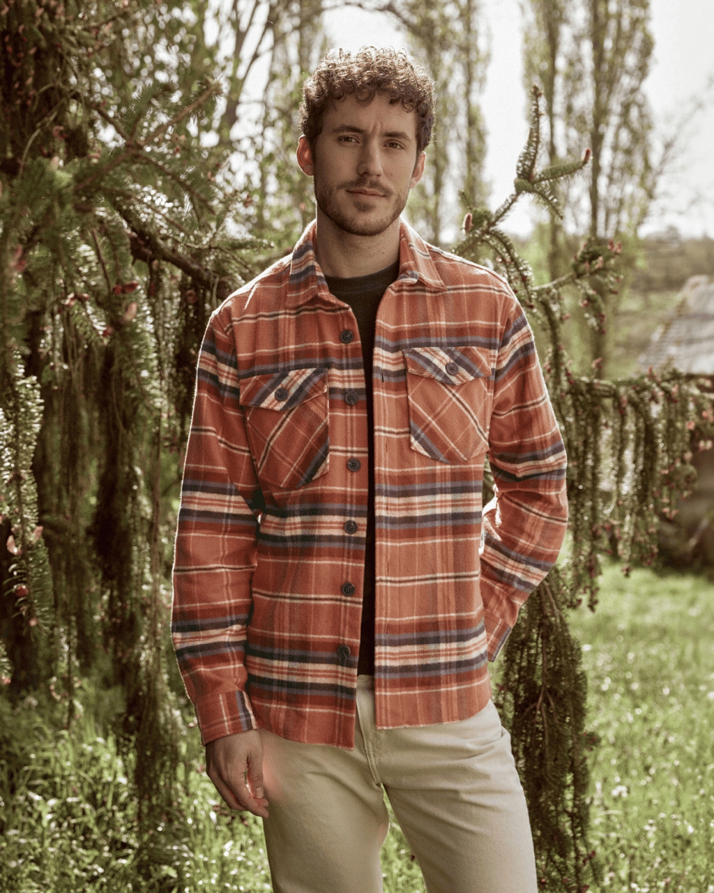 Surchemise brique & écrue coton - FLAVIGNY