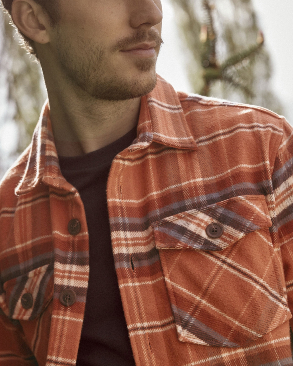 Surchemise brique & écrue coton - FLAVIGNY