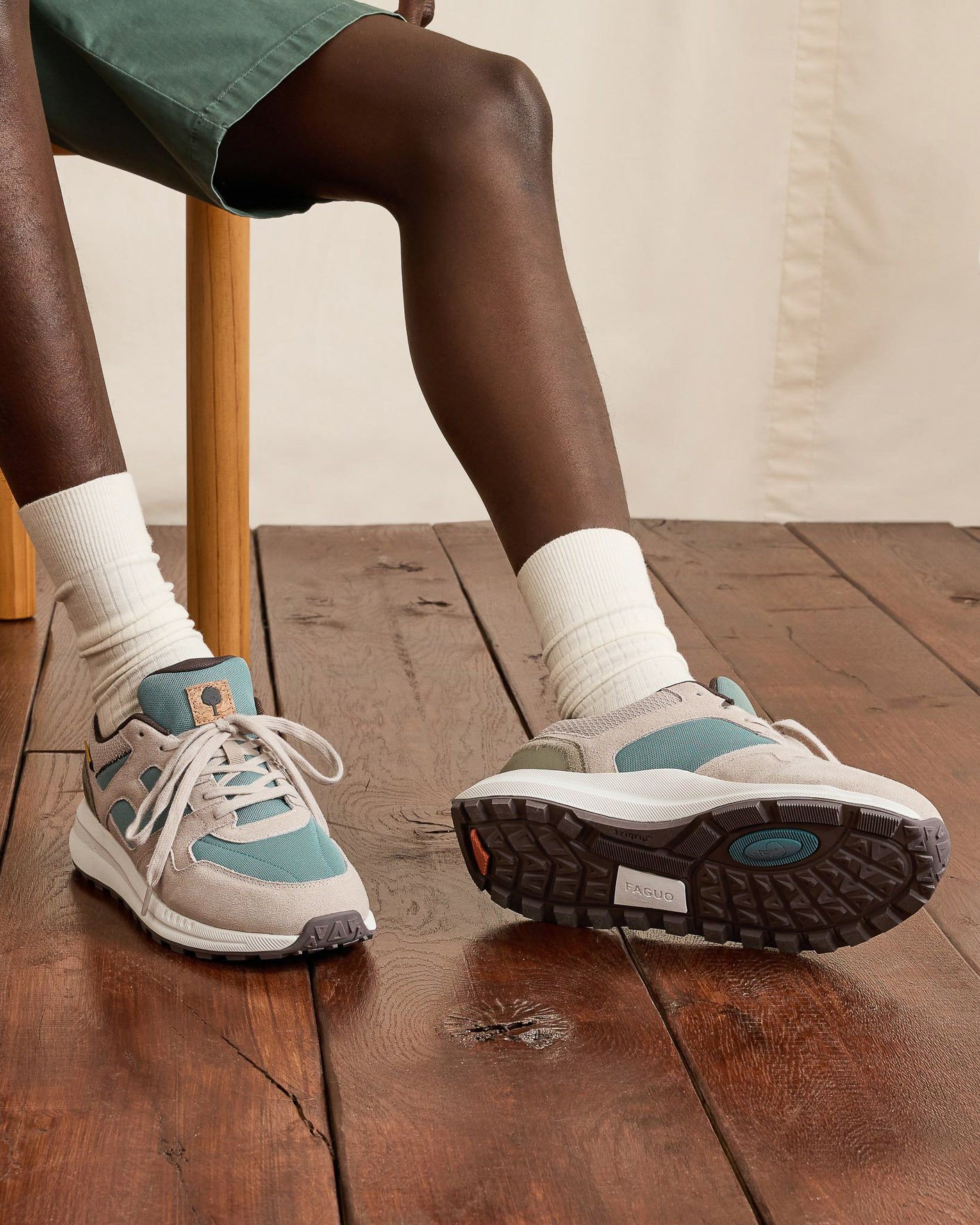 Baskets beiges & bleu clair suède - LIMWOOD