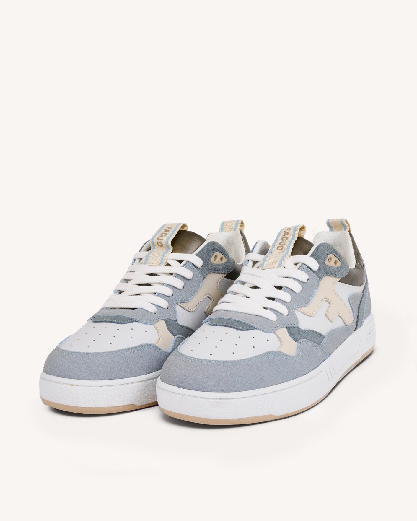Baskets écru & bleu clair cuir - DAHLIA
