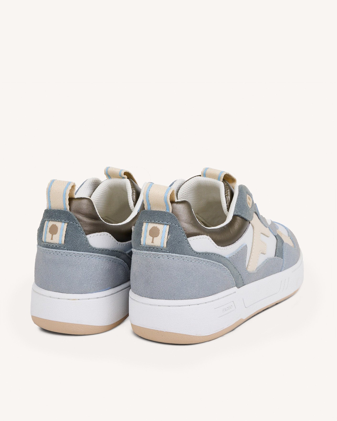 Baskets écru & bleu clair cuir - DAHLIA