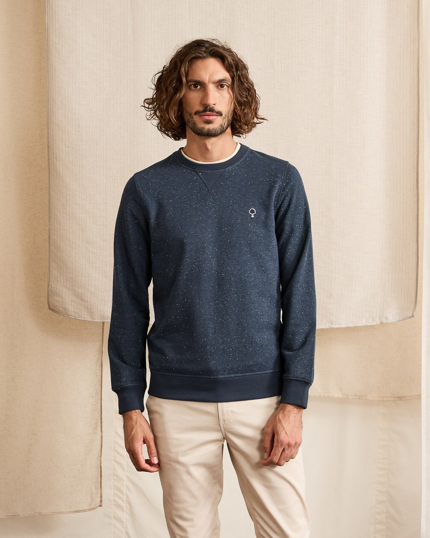 Sweat col rond bleu marine coton - DONON