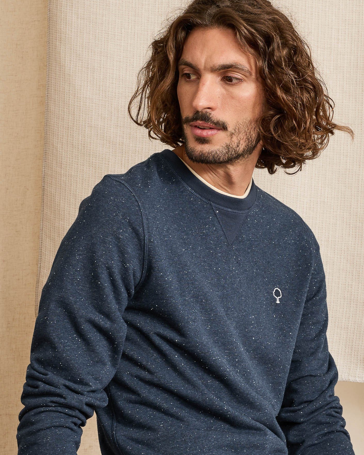 Sweat col rond bleu marine coton - DONON