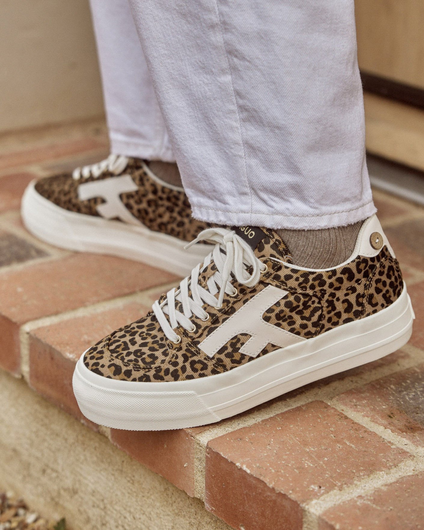 Baskets en velours marron & léopard - WALNUT PLATFORM