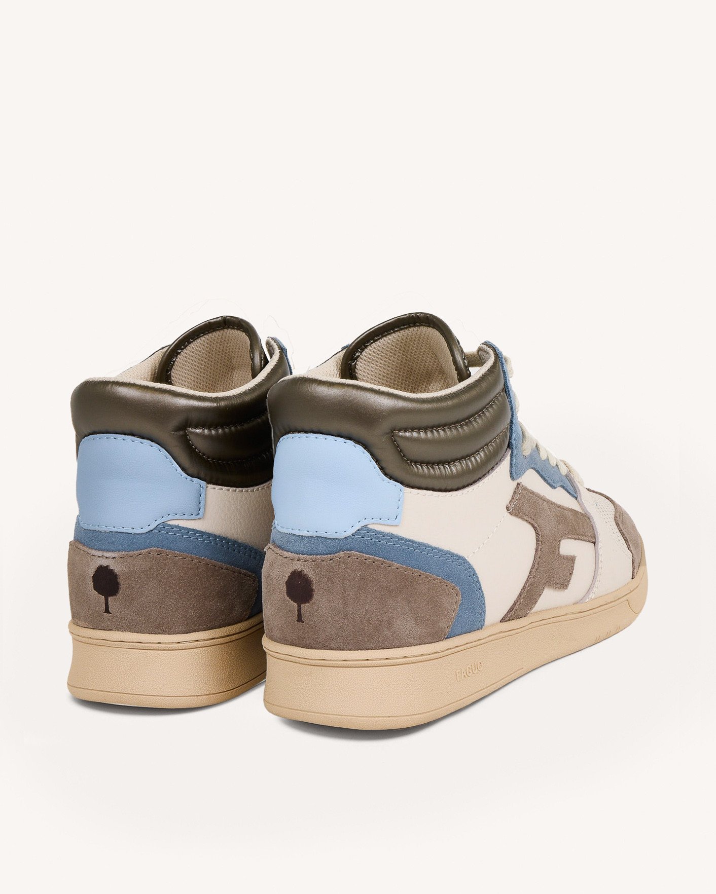 Baskets montantes écru & bleu clair cuir et suède - HAZEL MID