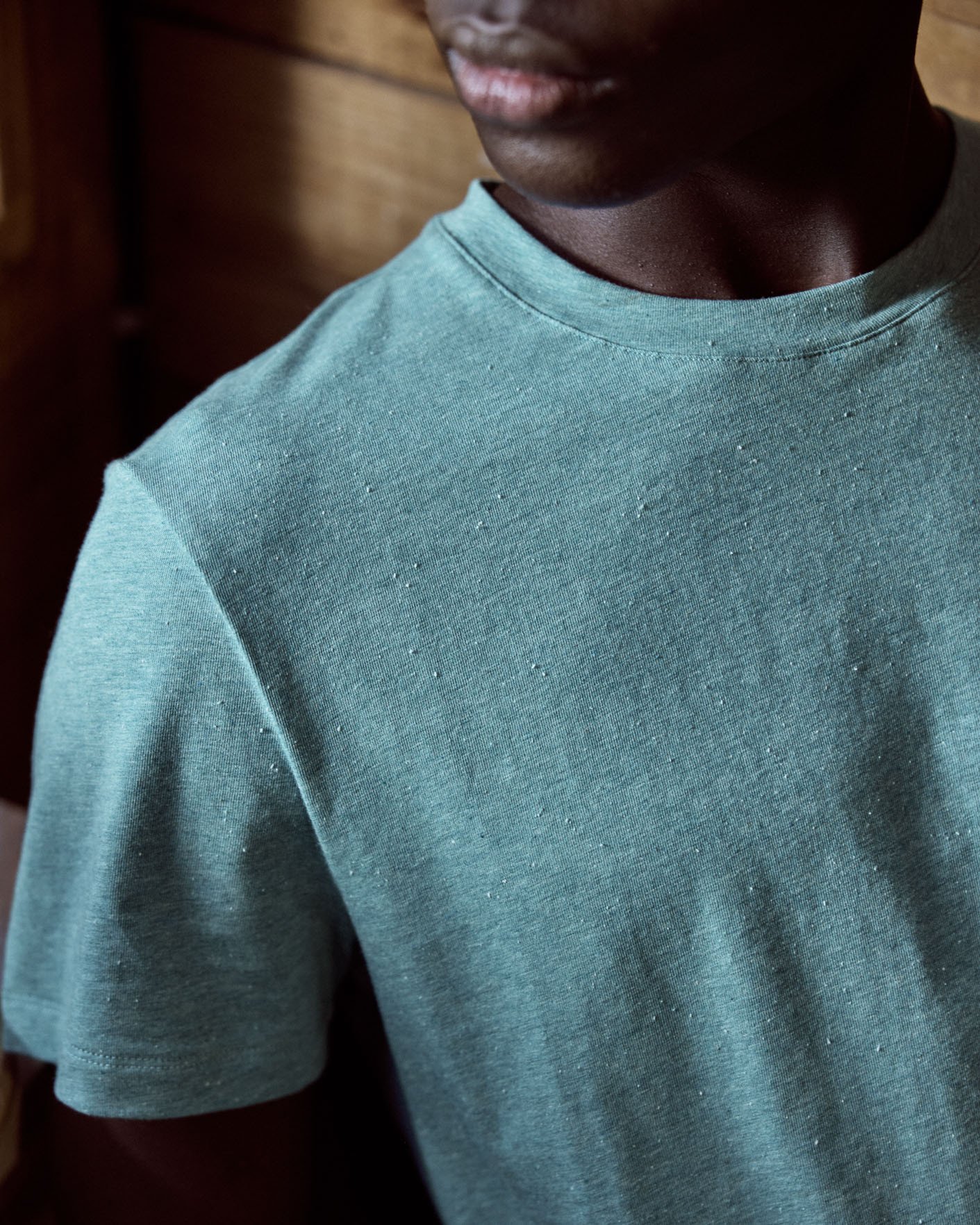 T-shirt bleu grisé coton - OLONNE