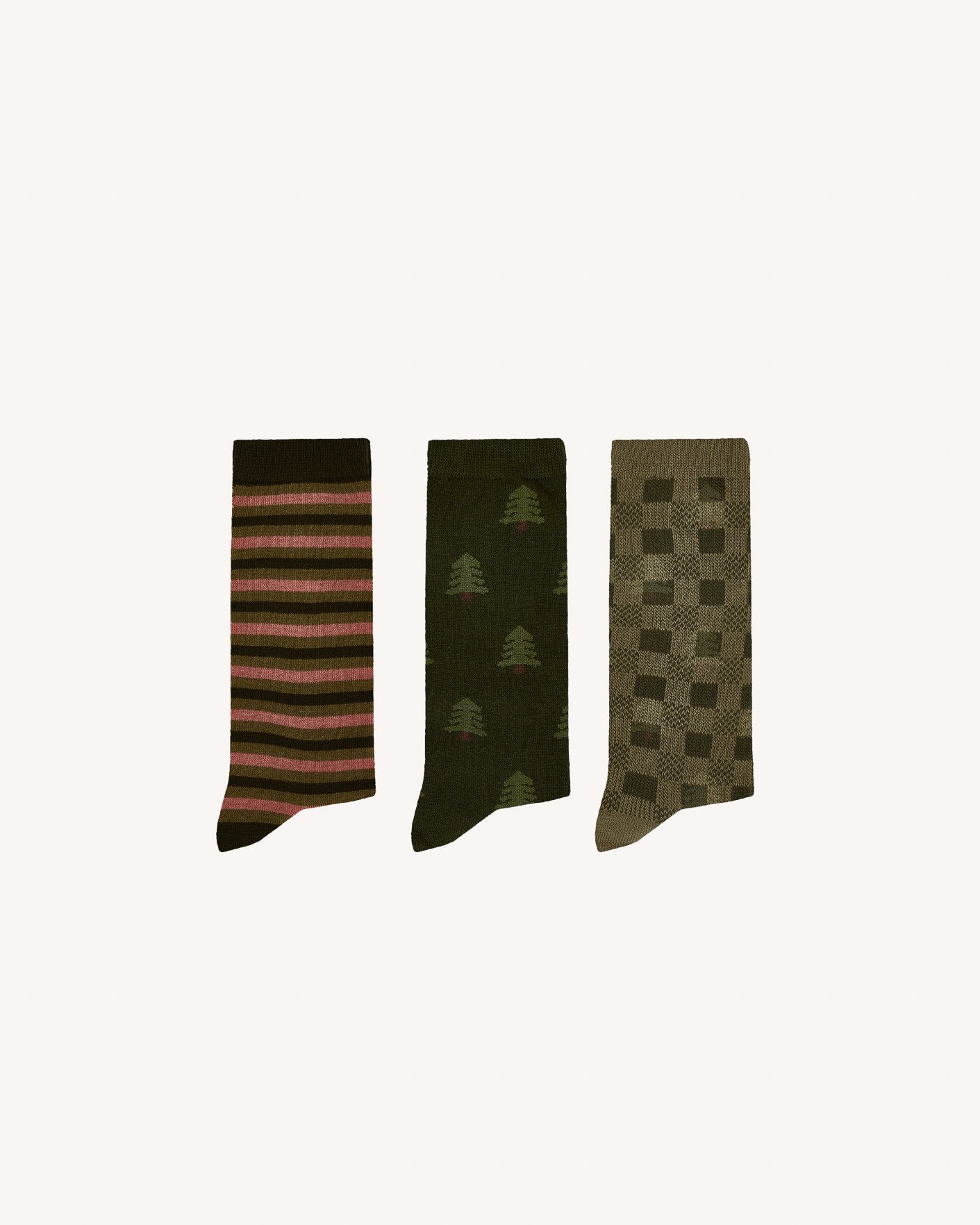 Lot de chaussettes x3 vert olive & kaki coton - SOCKS