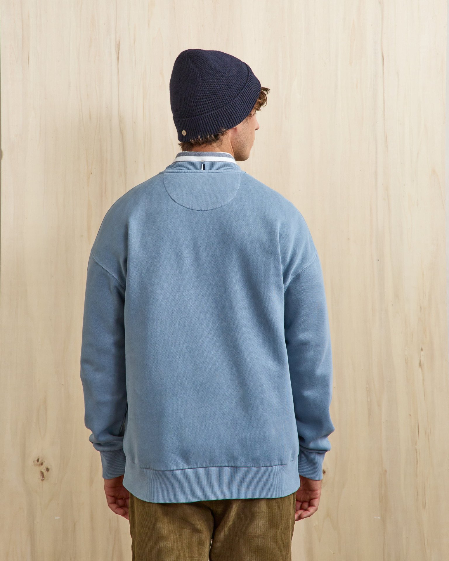 Sweat col rond bleu jean coton - FANGO