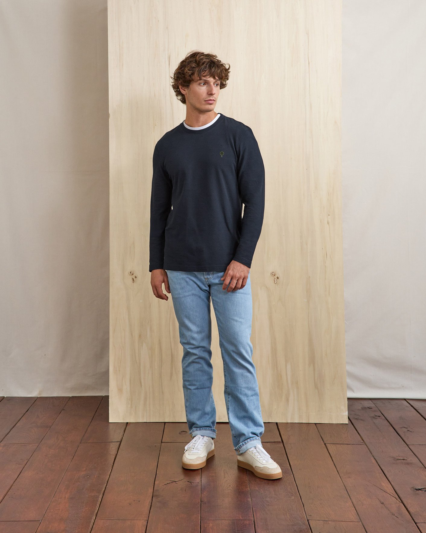 T-shirt bleu marine & écru coton - BAILLY