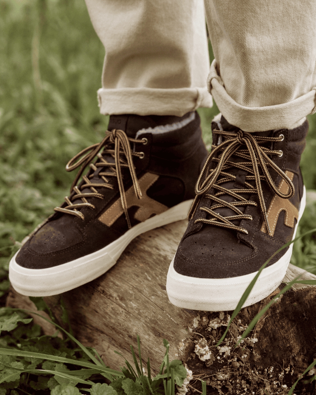 Baskets montantes marron foncé cuir - WALNUT MID