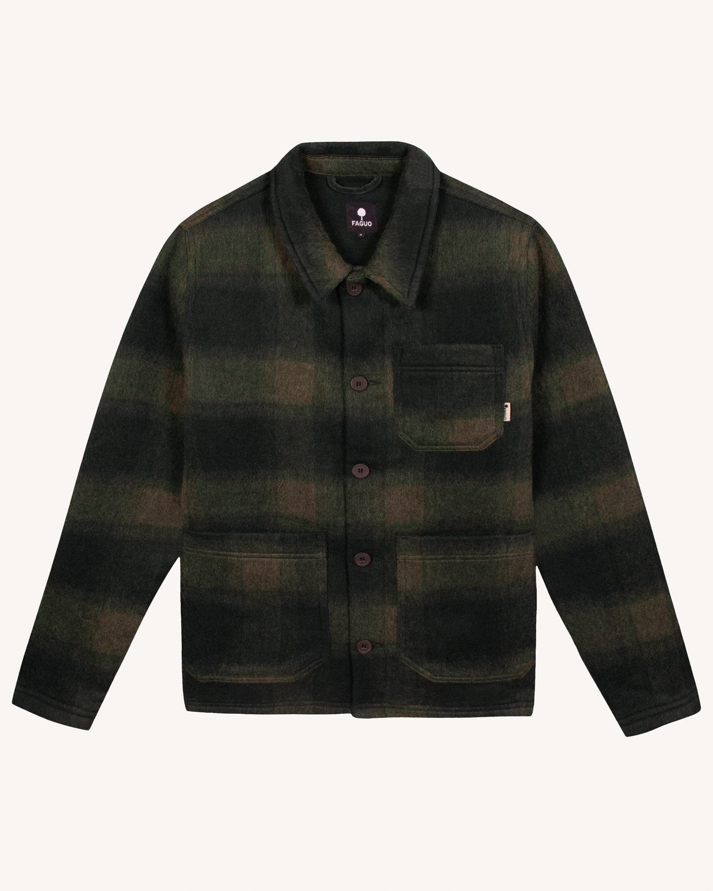 Veste en laine verte & bleu clair - LORGE