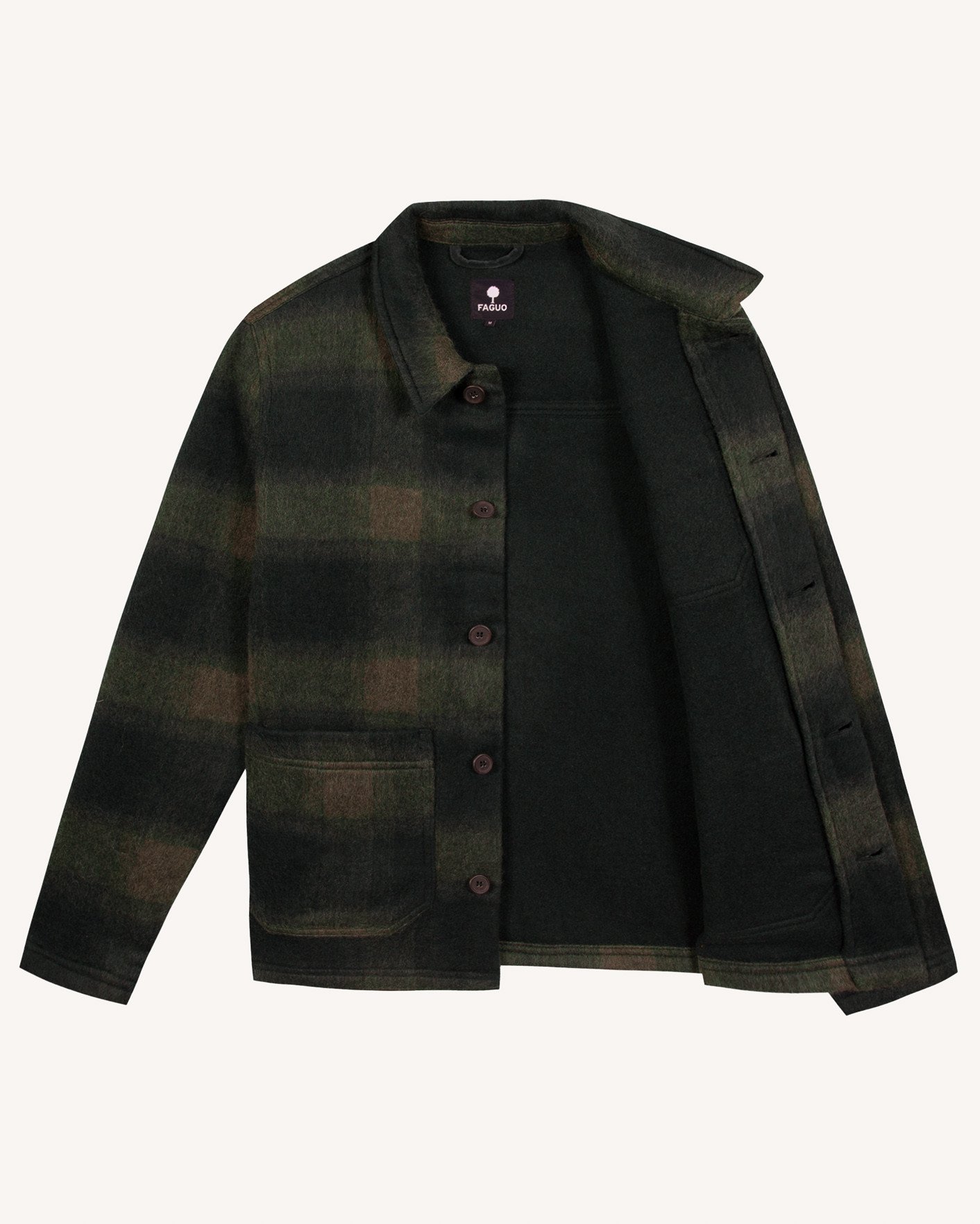 Veste en laine verte & bleu clair - LORGE