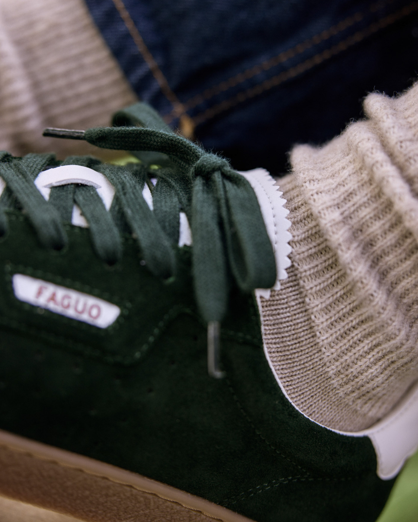 Baskets vertes cuir & suède - LUMBO