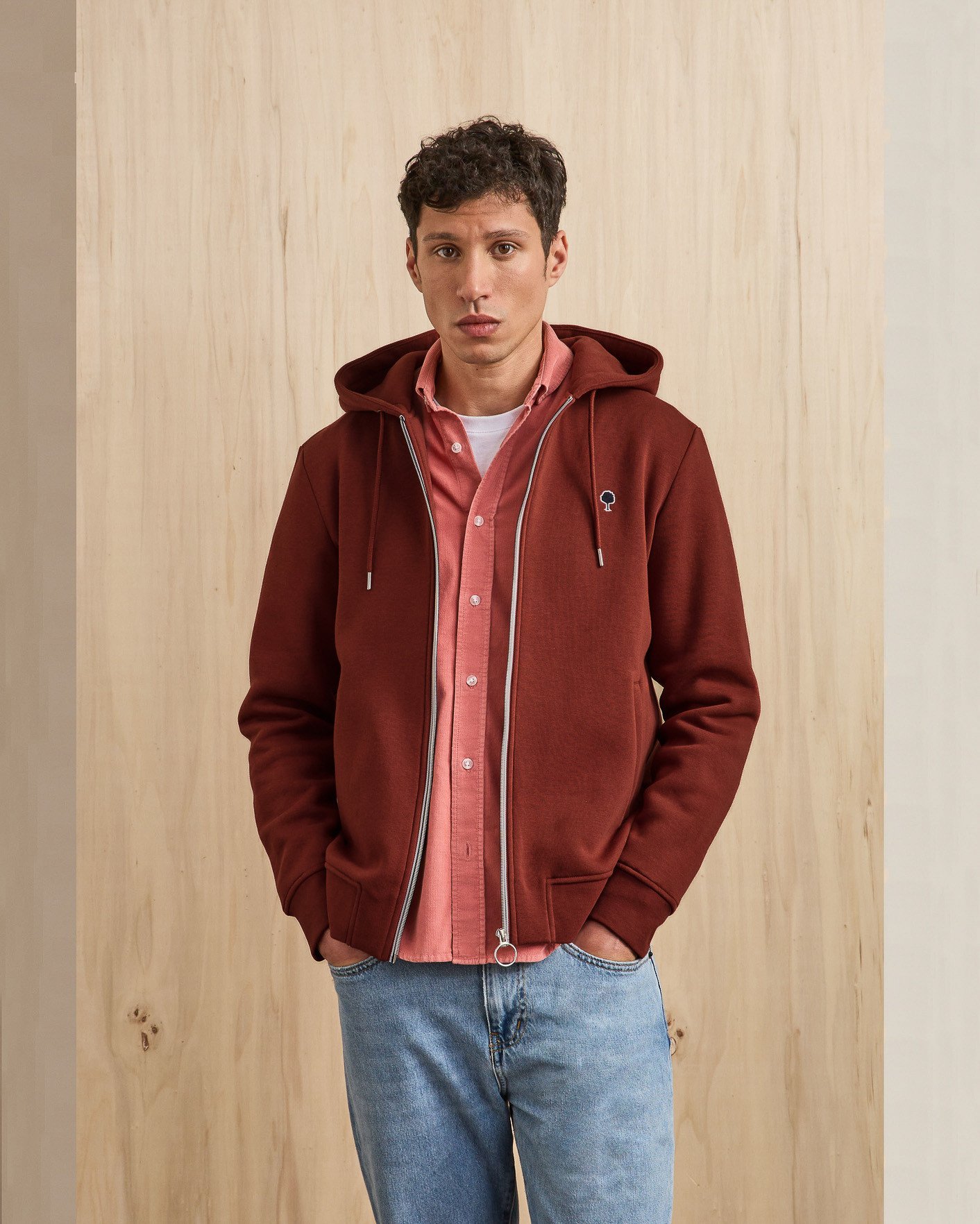 Sweat zippé bordeaux coton - MESNIL