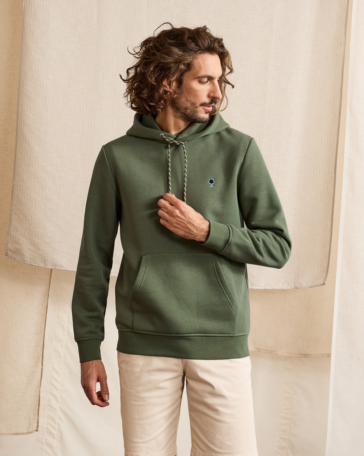 Sweat à capuche kaki coton - DIRAC