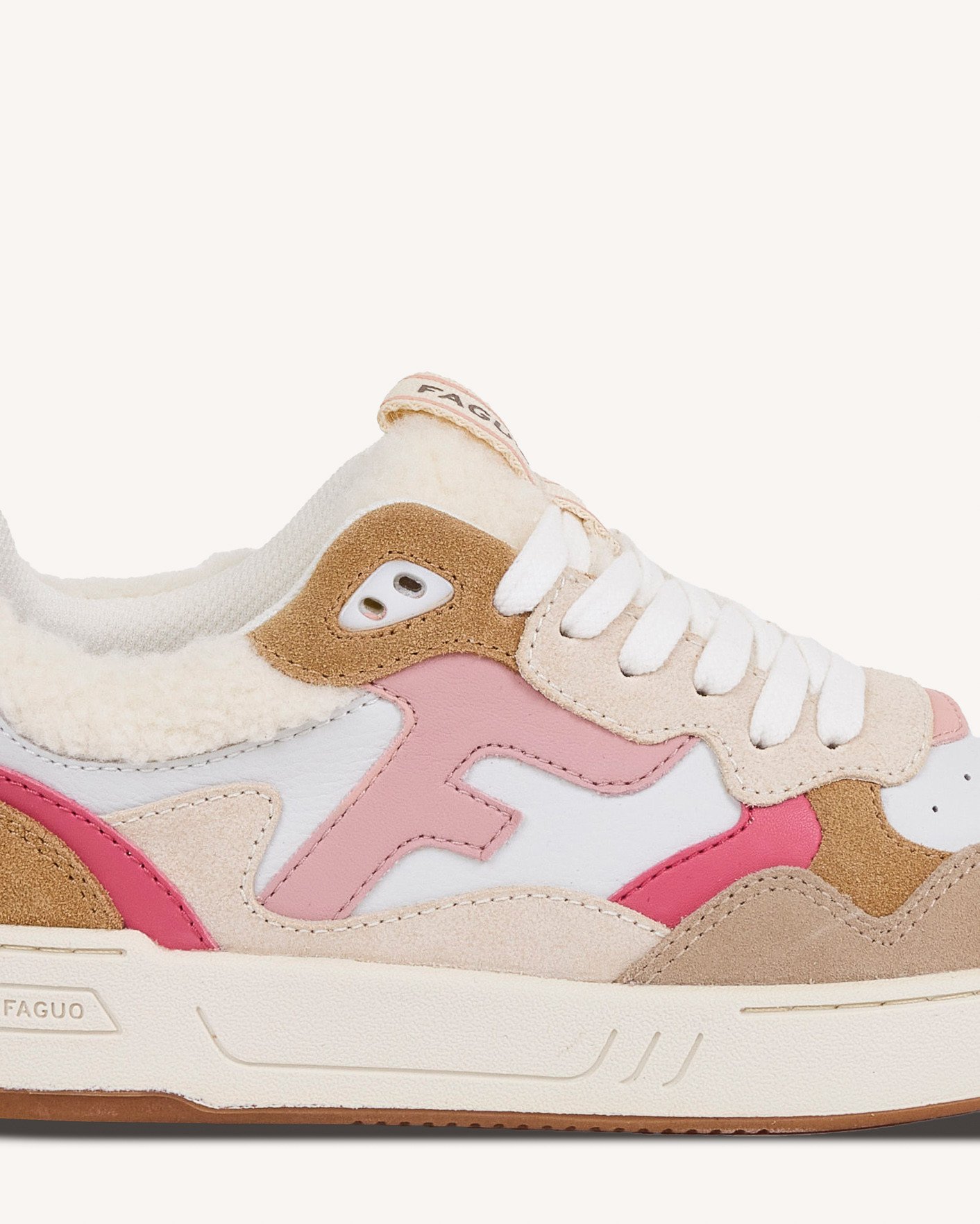 Baskets blanche & rose cuir - DAHLIA