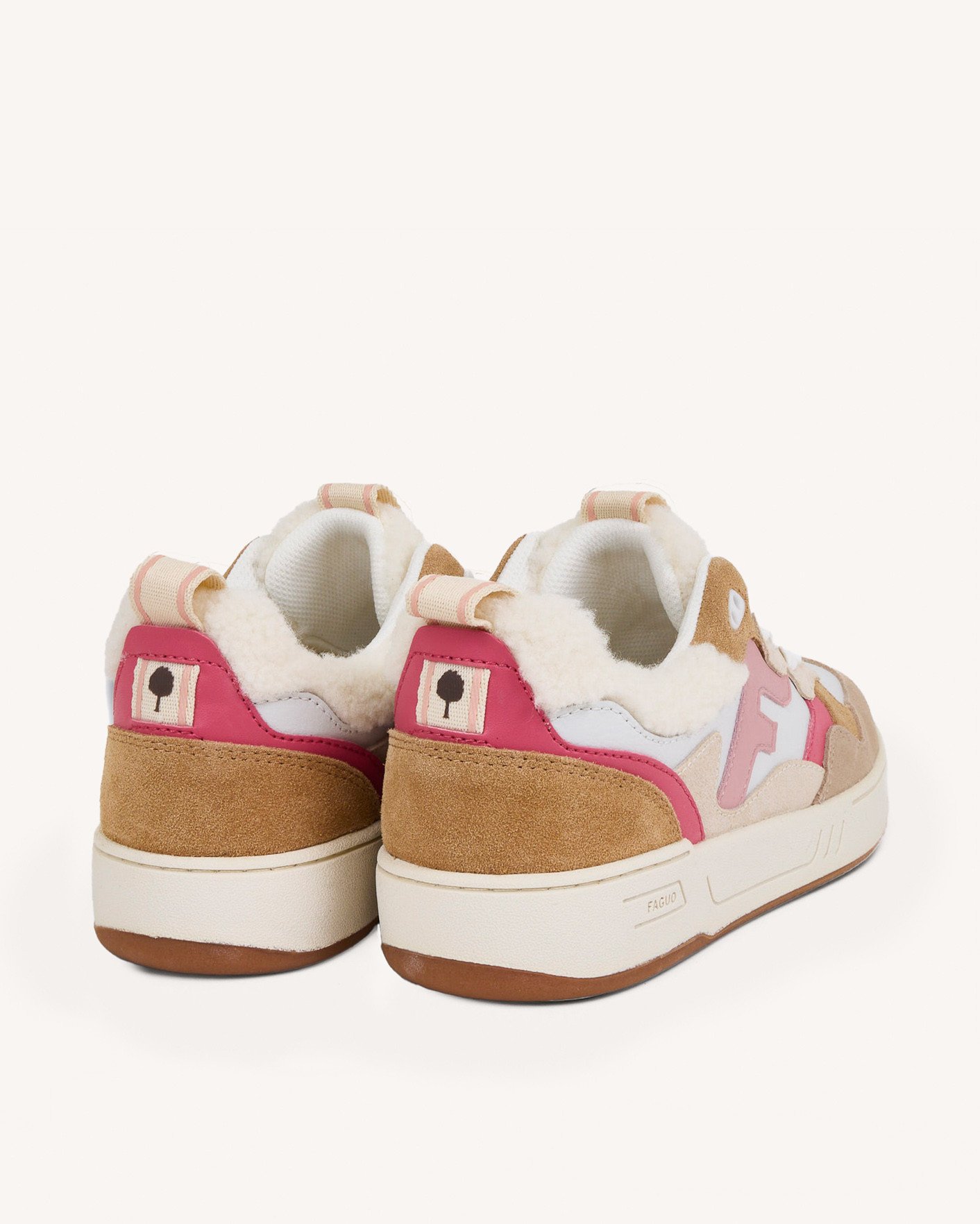 Baskets blanche & rose cuir - DAHLIA