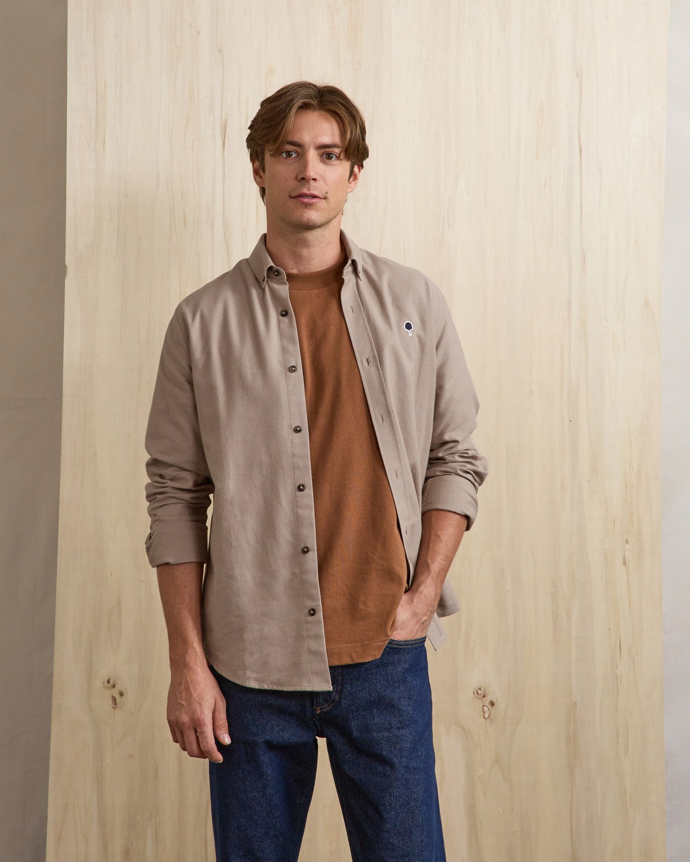 Chemise beige chiné coton - IVOY