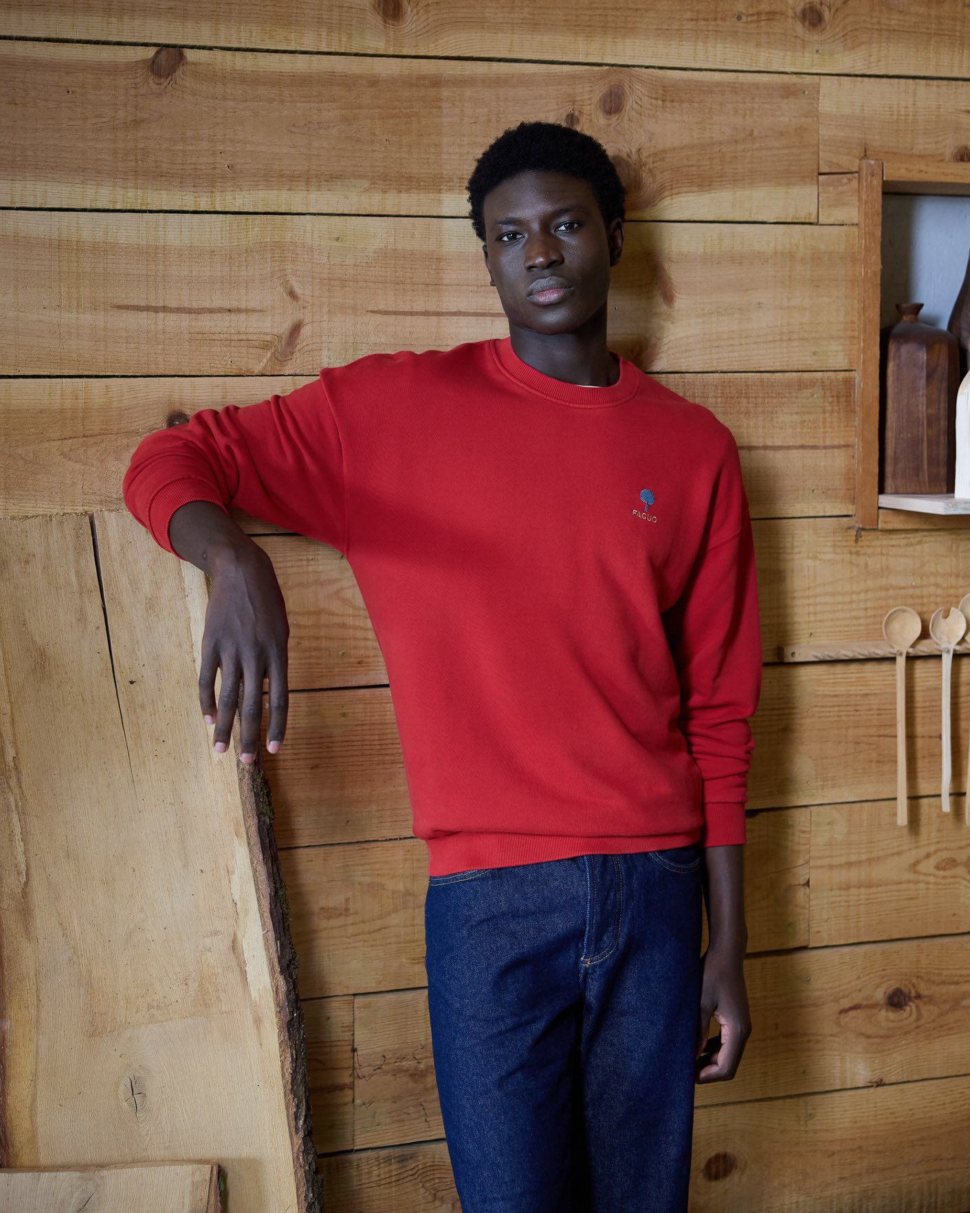 Sweat col rond oversize rouge foncé - FANGO