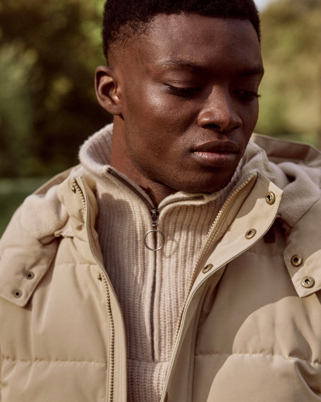 Doudoune chaude velours beige clair - NEUILLAY