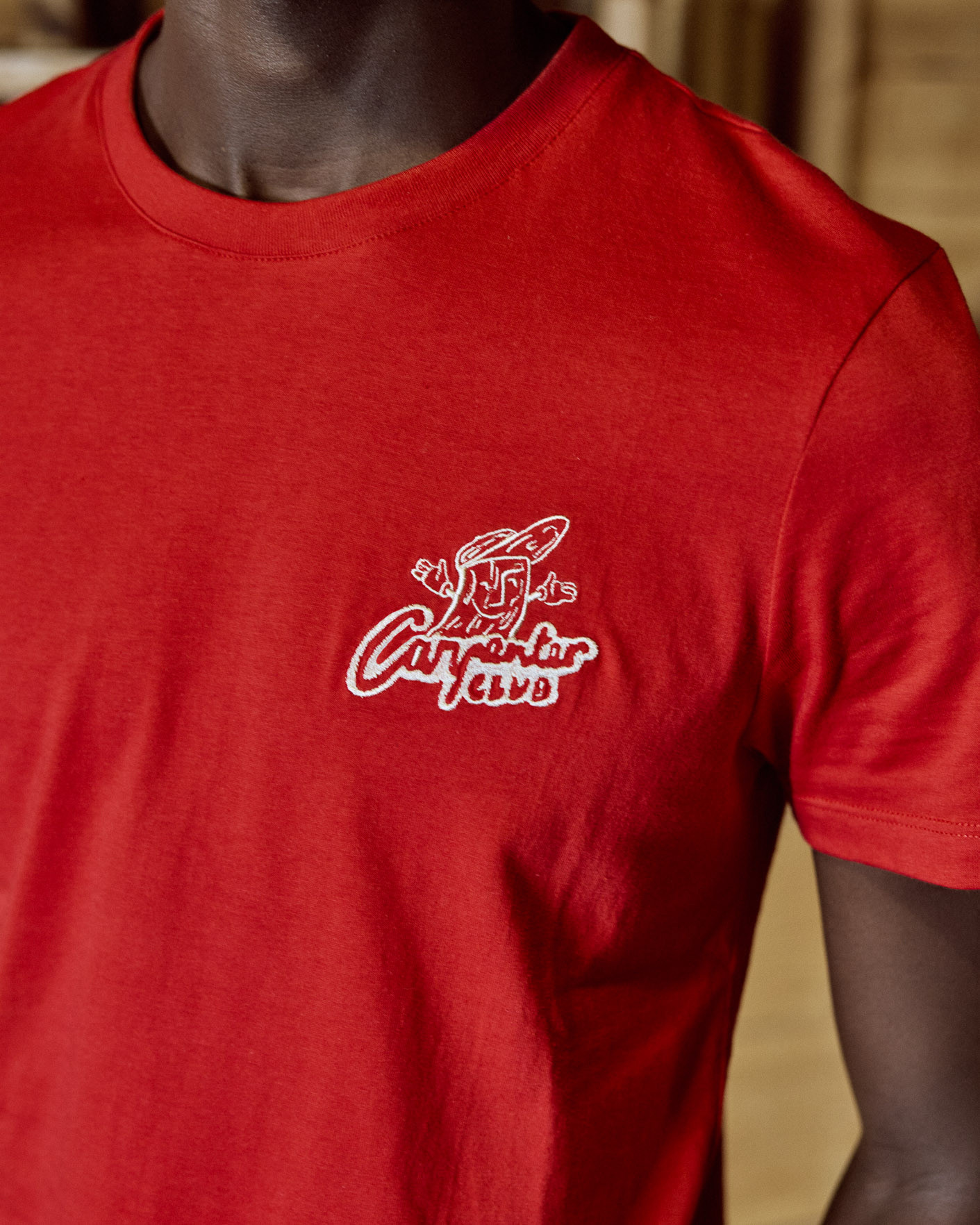 T-shirt rouge foncé broderie Carpenter coton - ARCY