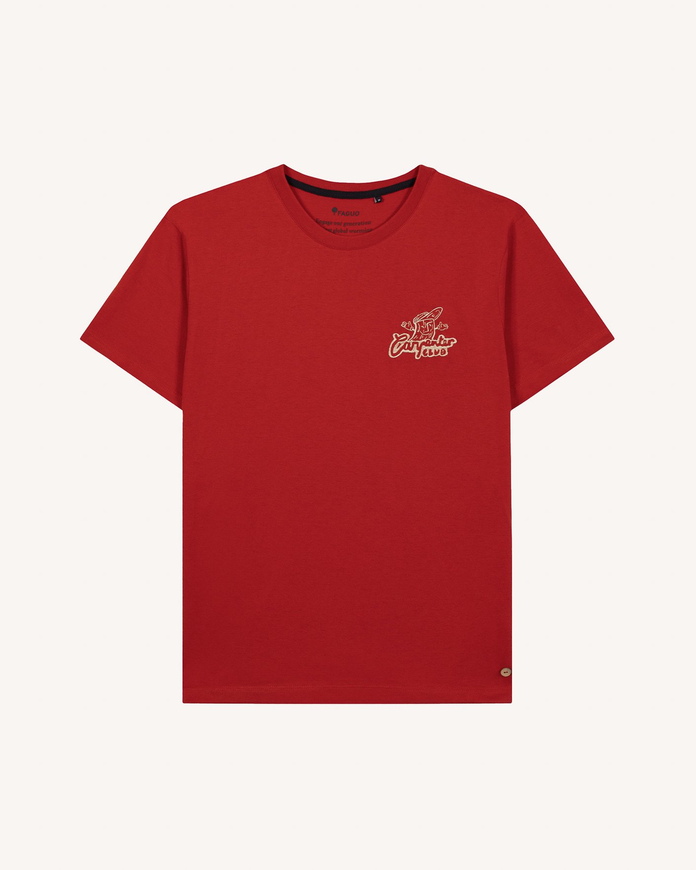 T-shirt rouge foncé broderie Carpenter coton - ARCY