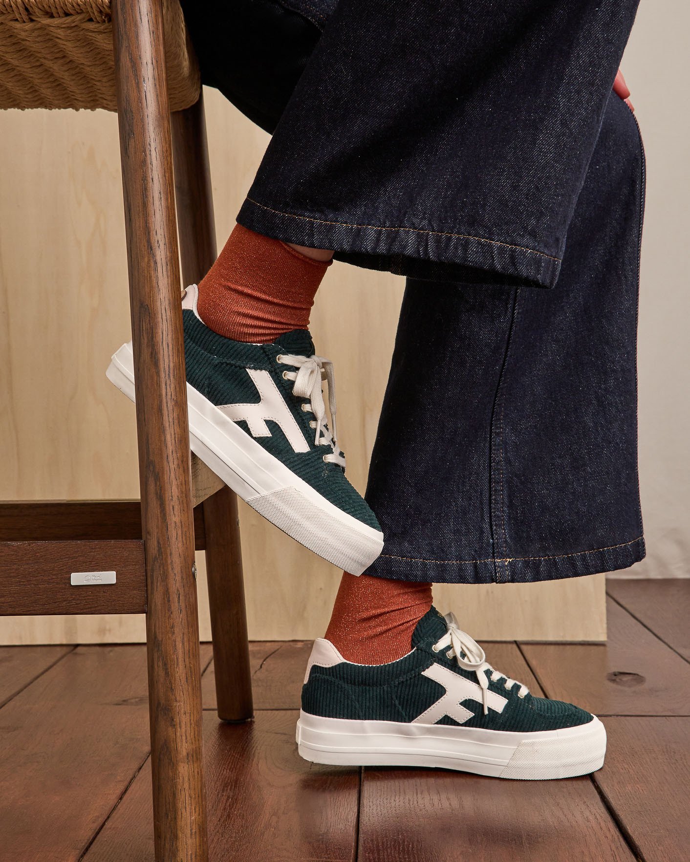 Baskets en velours vert foncé - WALNUT PLATFORM