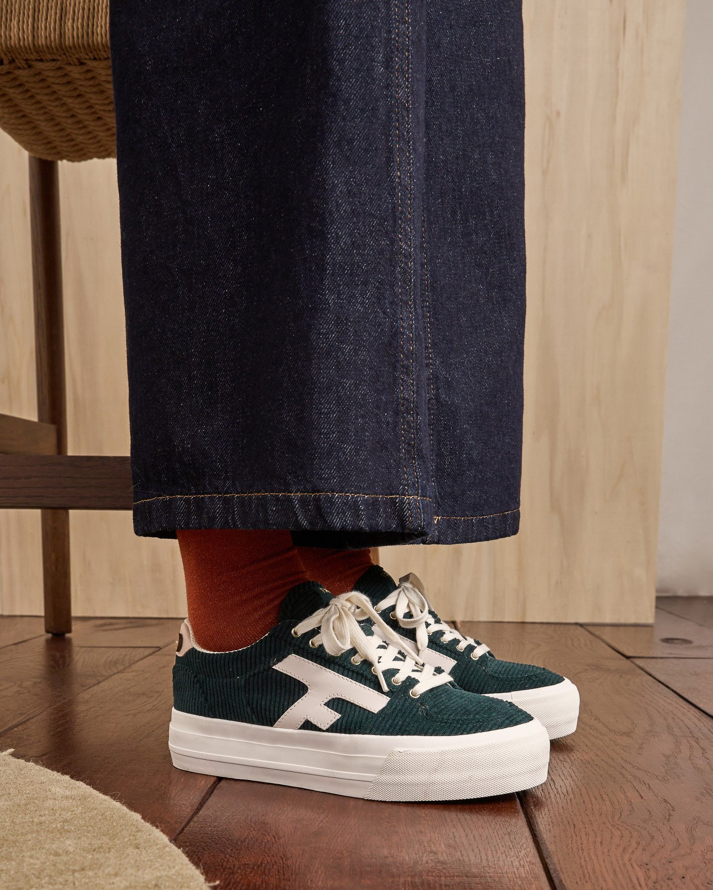 Baskets en velours vert foncé - WALNUT PLATFORM