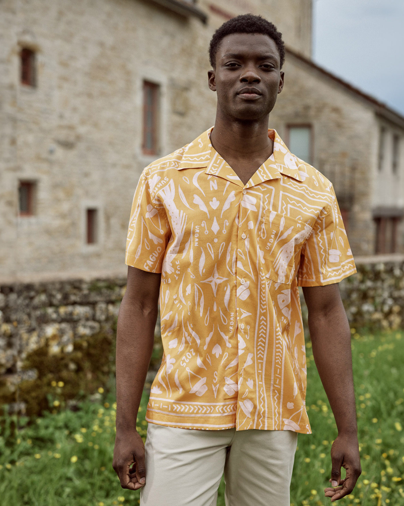 Chemise manches courtes ocre coton - PAIOLIVE