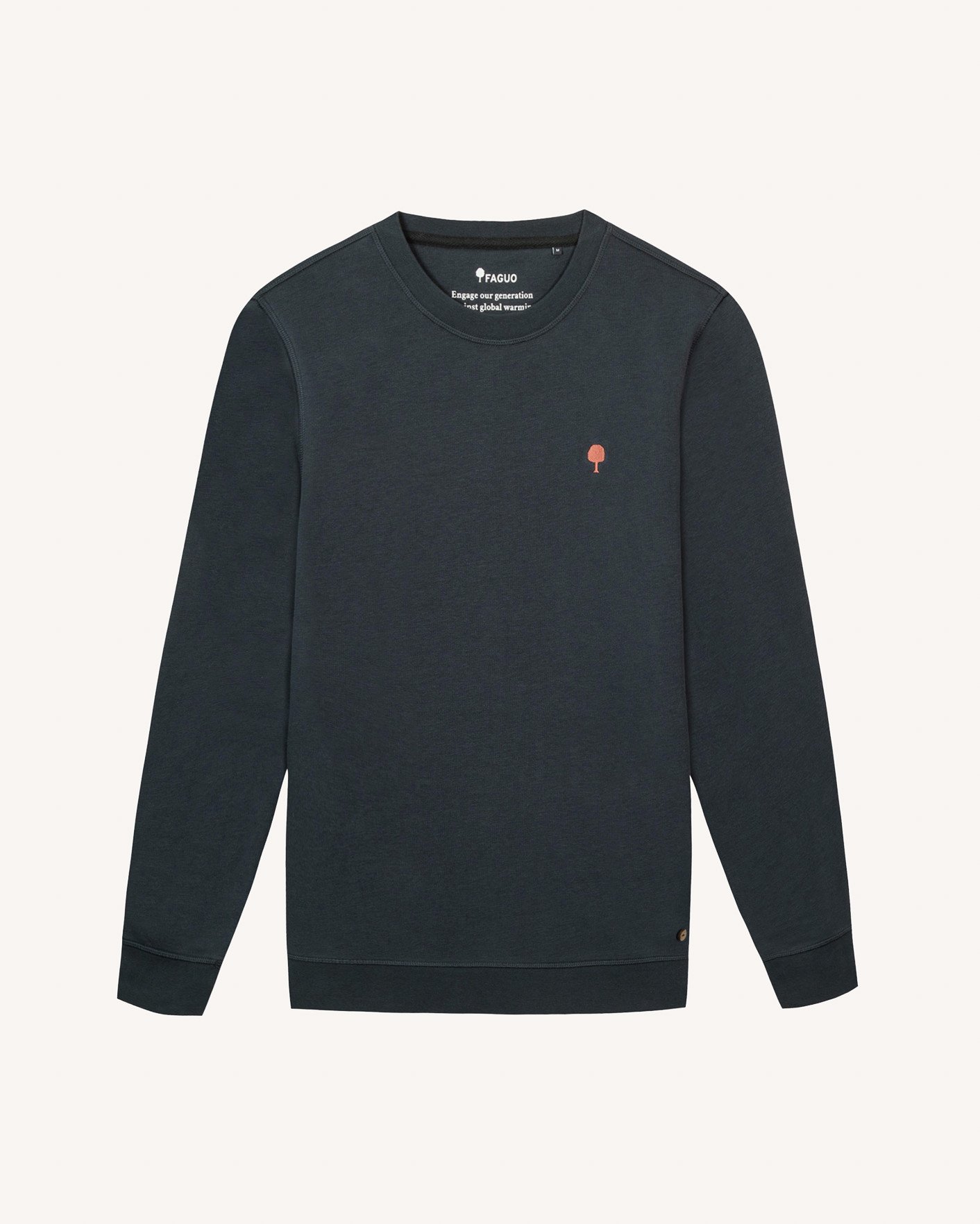 Sweat col rond bleu marine coton - DONZY