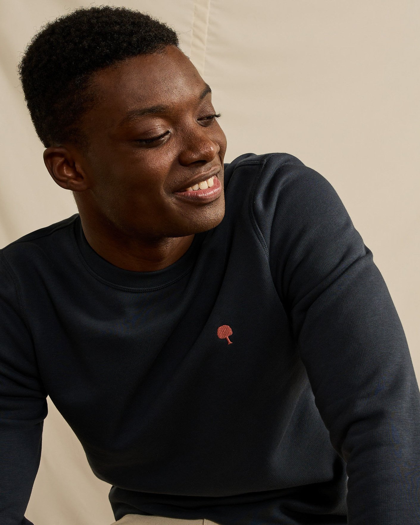 Sweat col rond bleu marine coton - DONZY