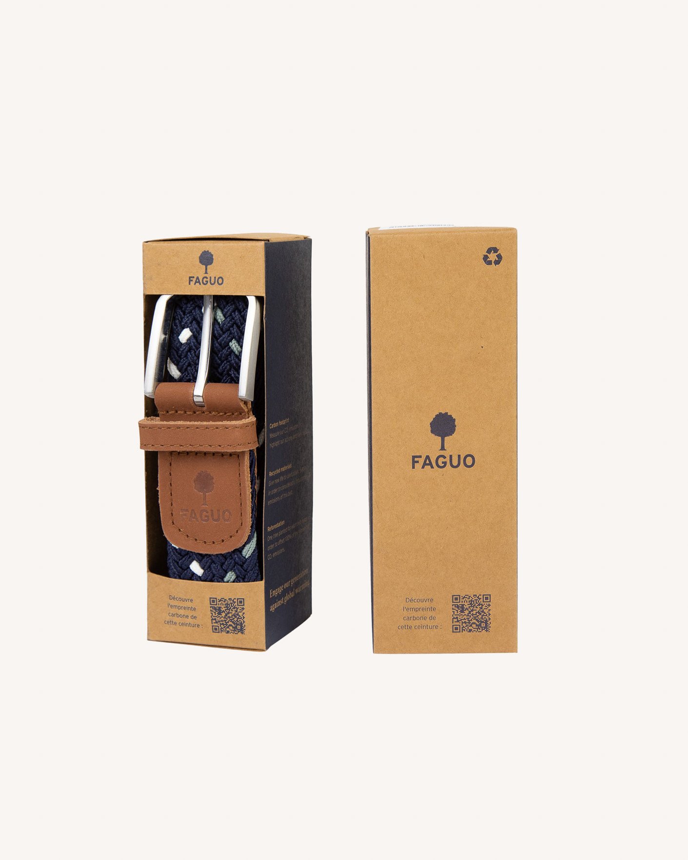 Ceinture à motifs bleu marine & camel - BELT