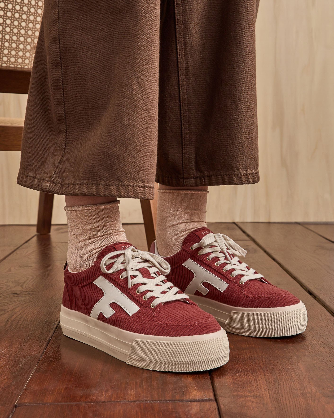 Baskets en velours bordeaux suède - WALNUT PLATFORM