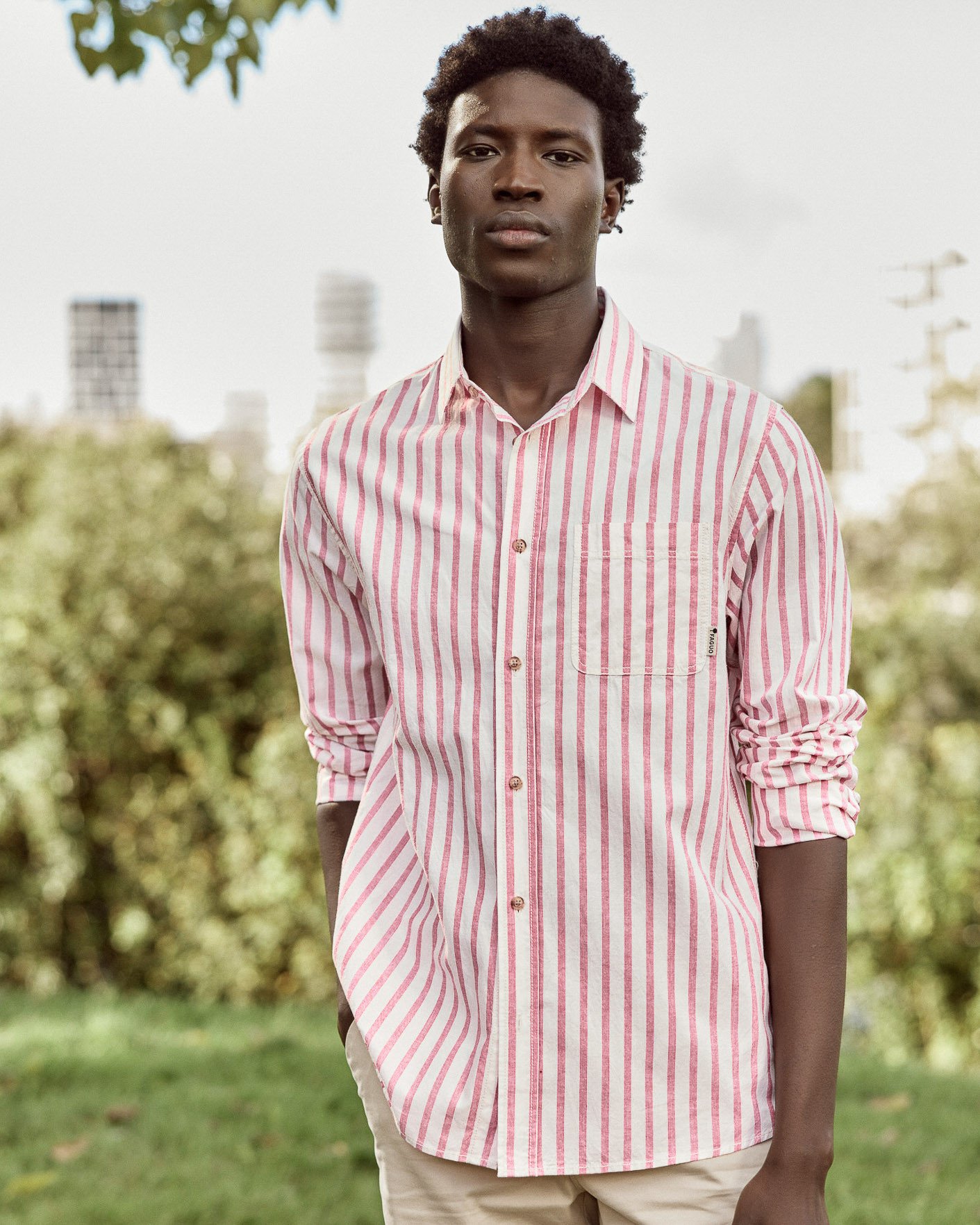 Chemise rouge & crème coton - SIGNY