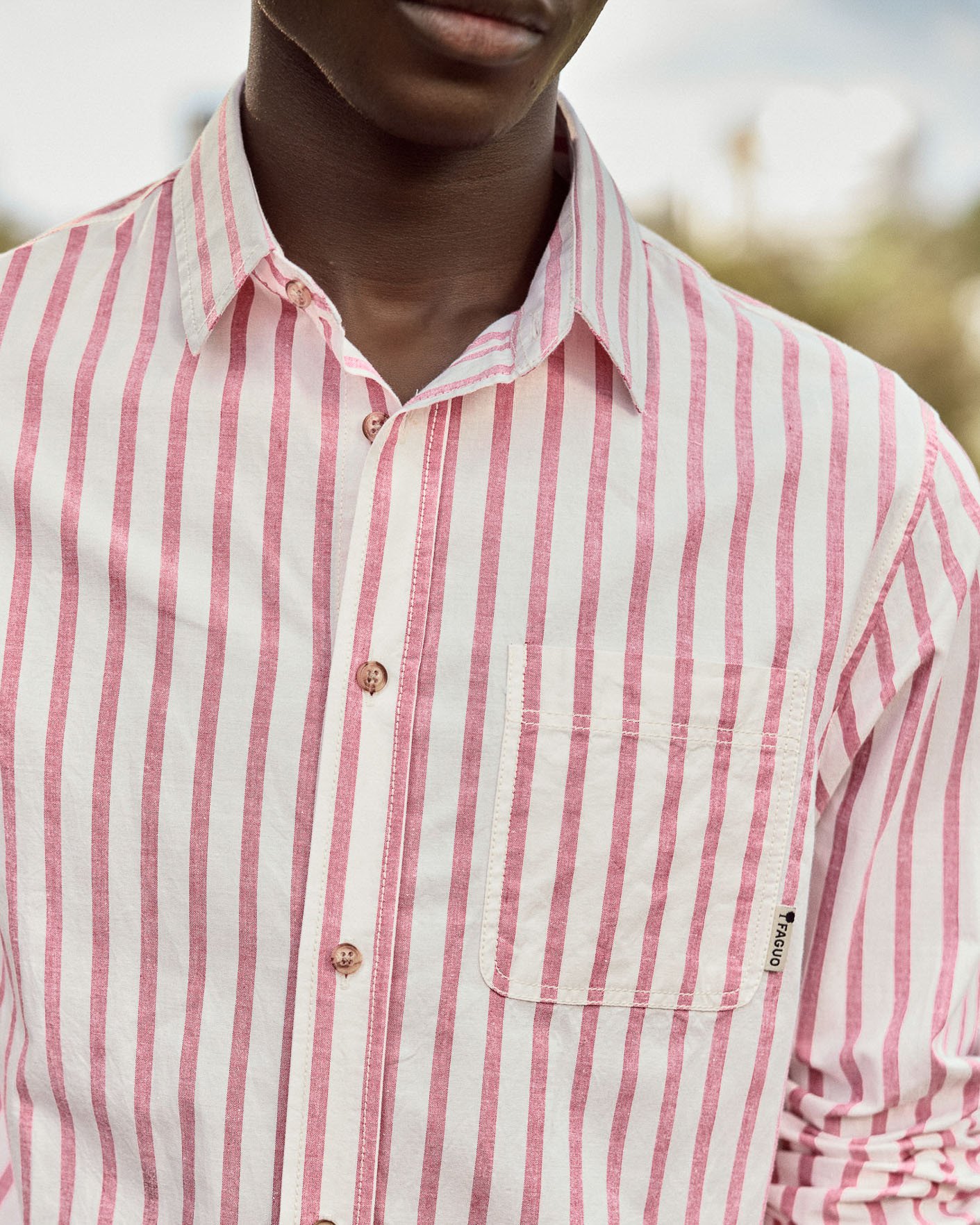 Chemise rouge & crème coton - SIGNY