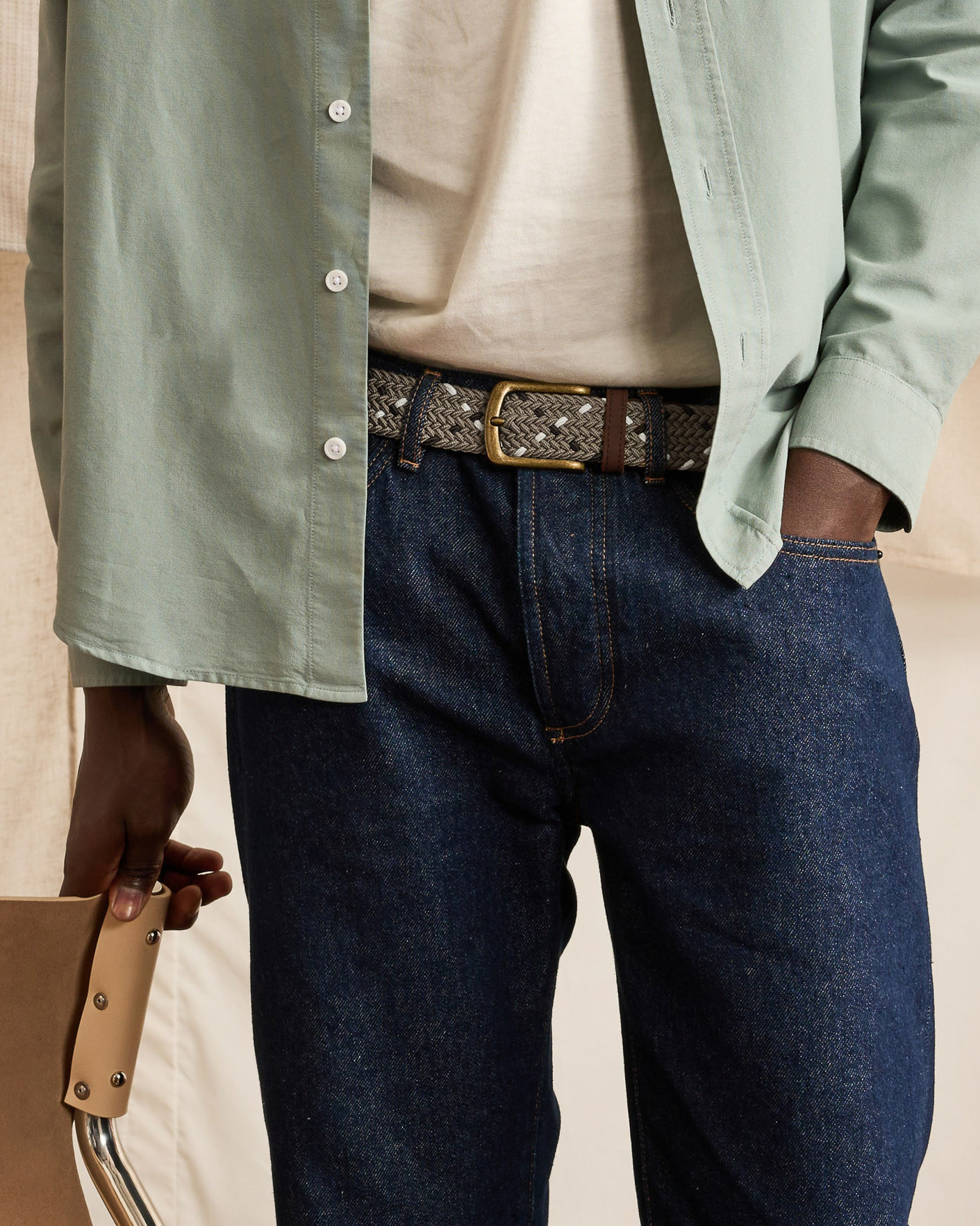 Ceinture beige & marron - CLASSIC BELT