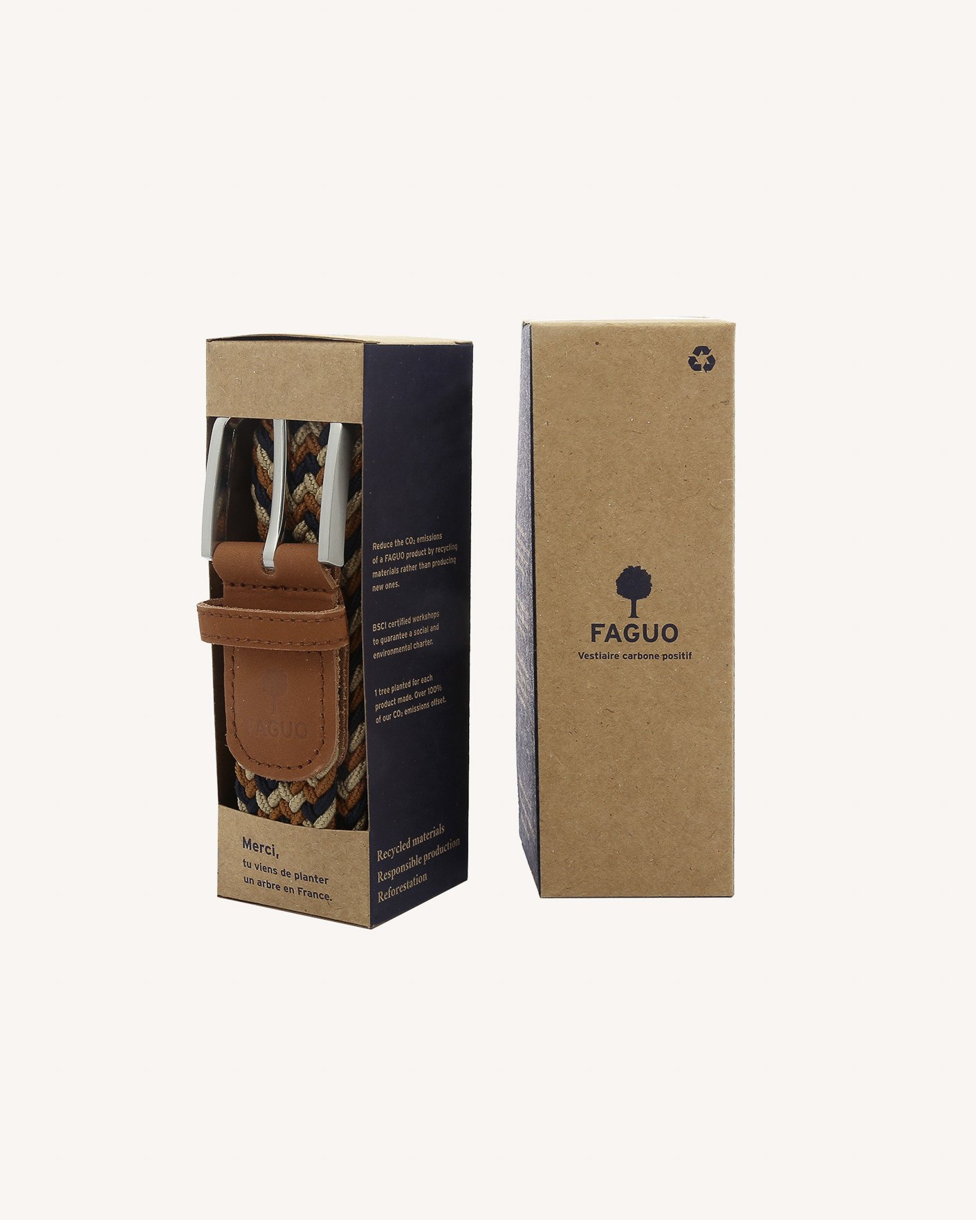 Ceinture bleu marine & beige - BELT