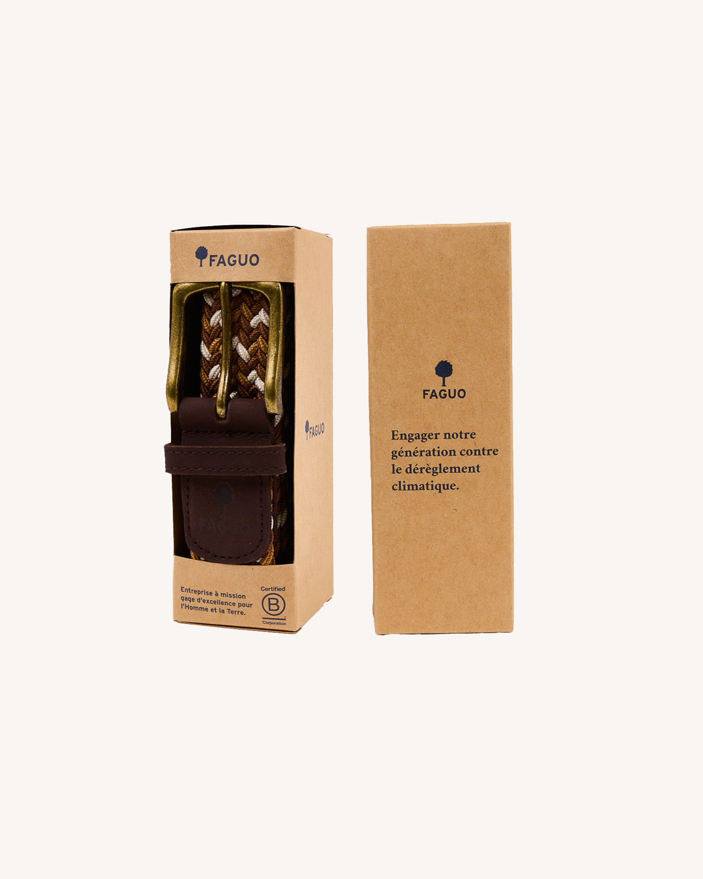 Ceinture camel & écru - CLASSIC BELT